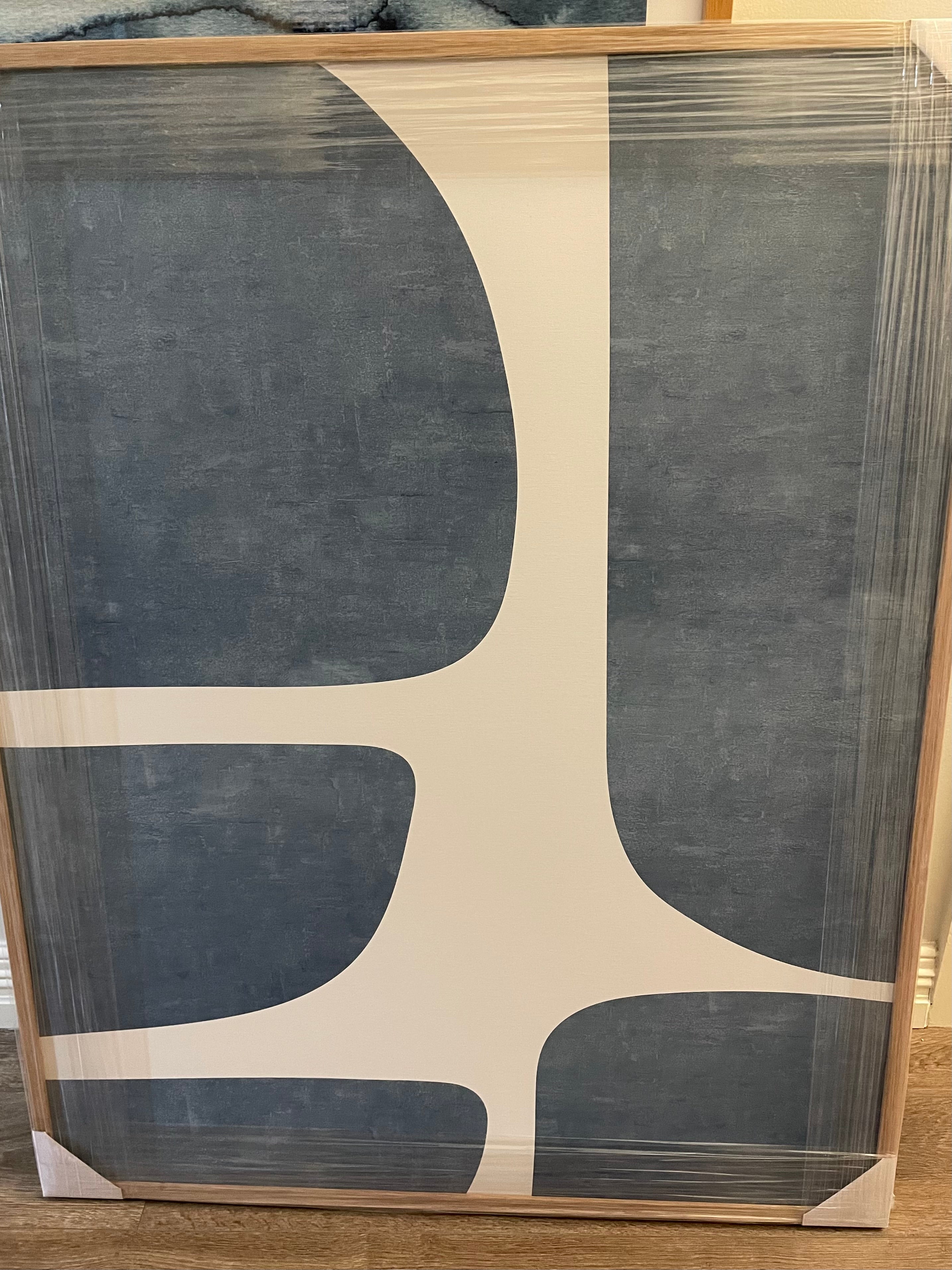 (HIRED) Framed - Blue Beige Minimalist - Print A