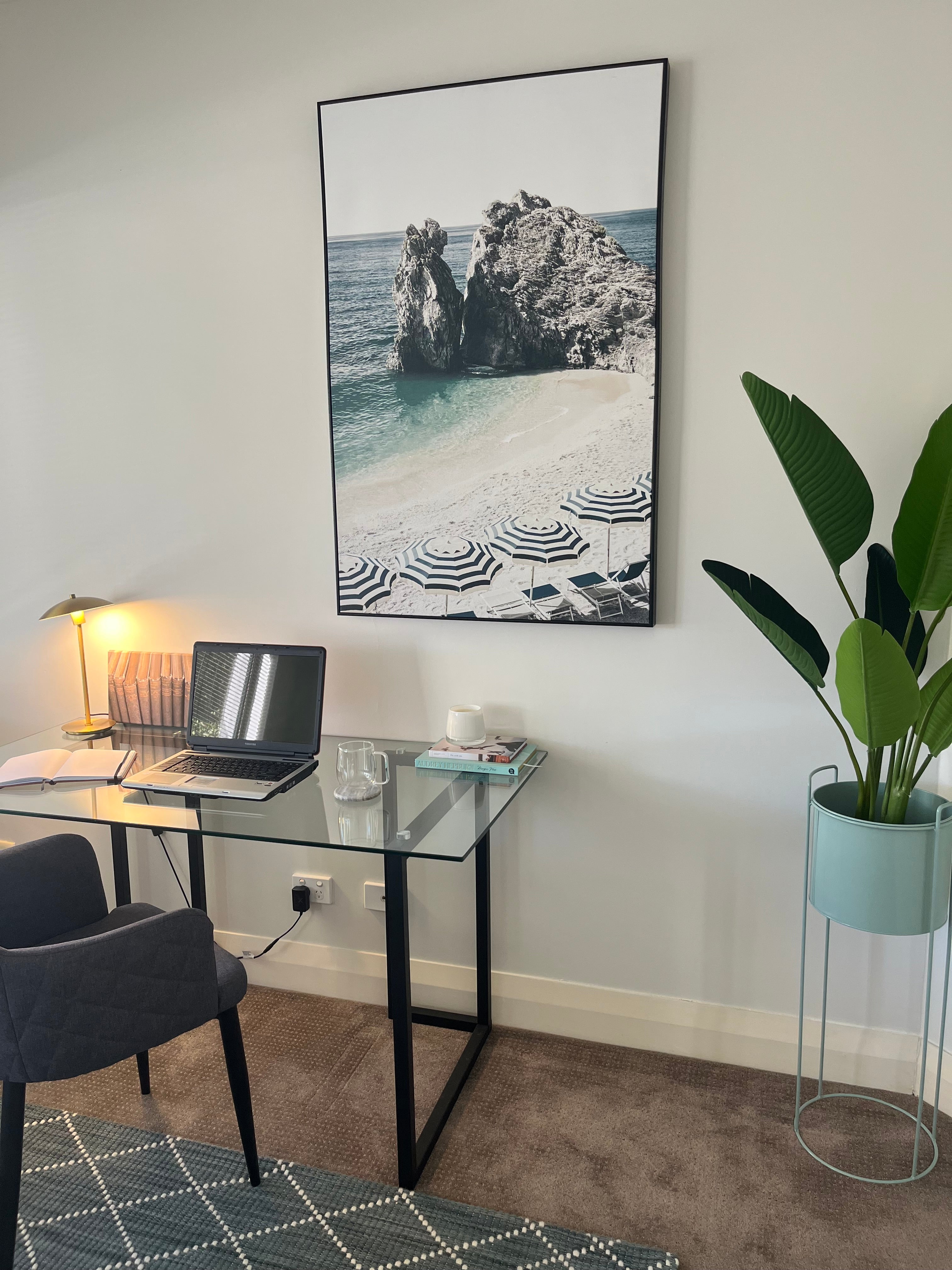 (HIRED) Framed Blue Umbrellas