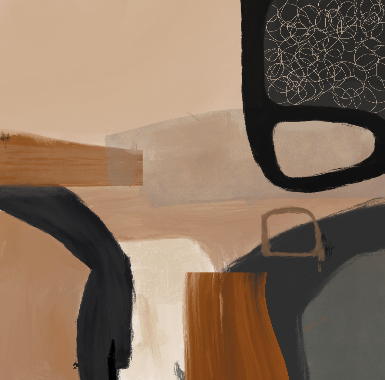 (HIRED) Framed - Minimalist Black Beige Brown Green
