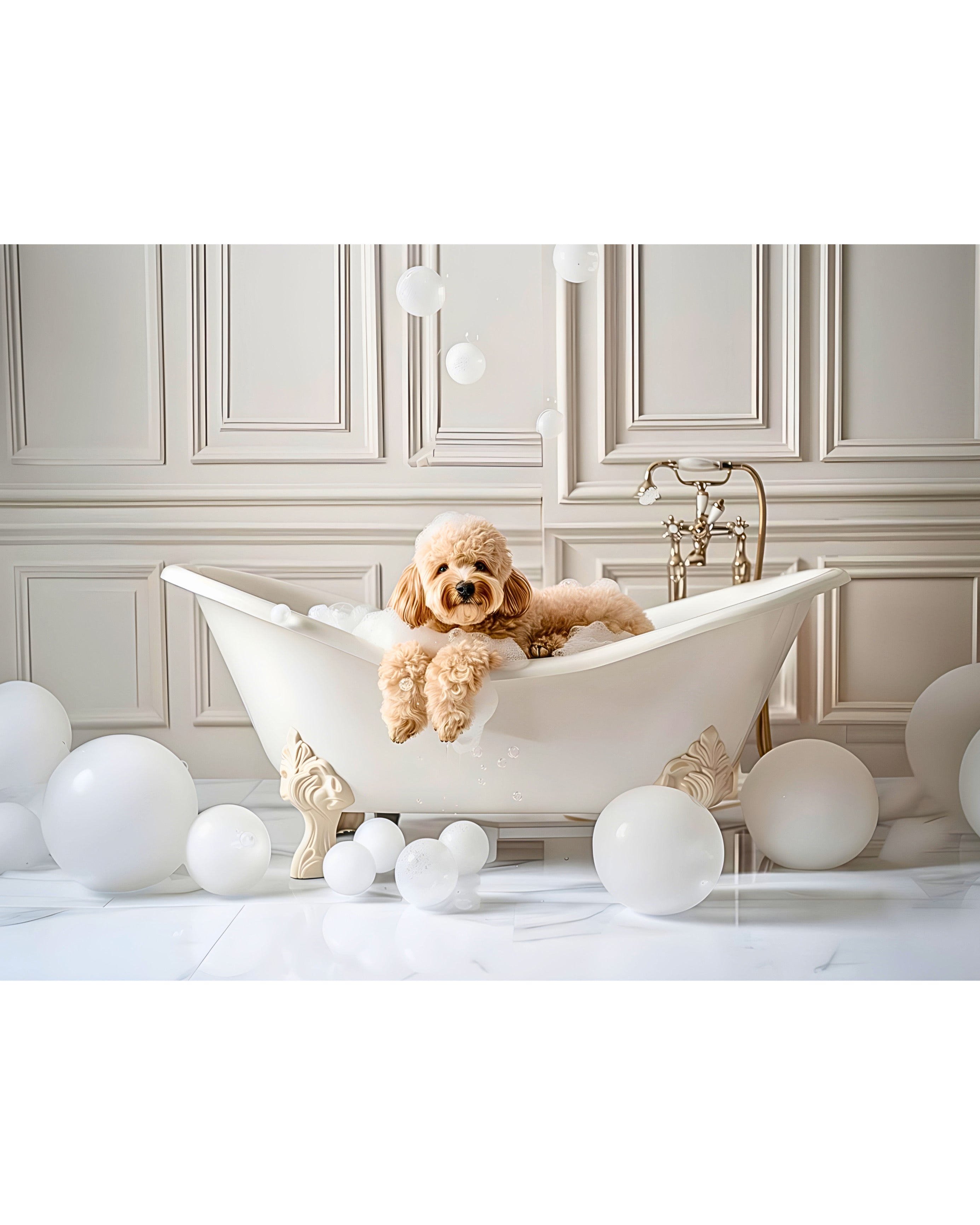 Framed - Poodle in Bath