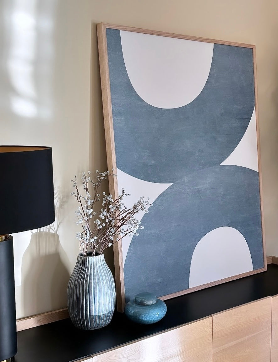 (HIRED) Framed - Blue Beige Minimalist - Print B