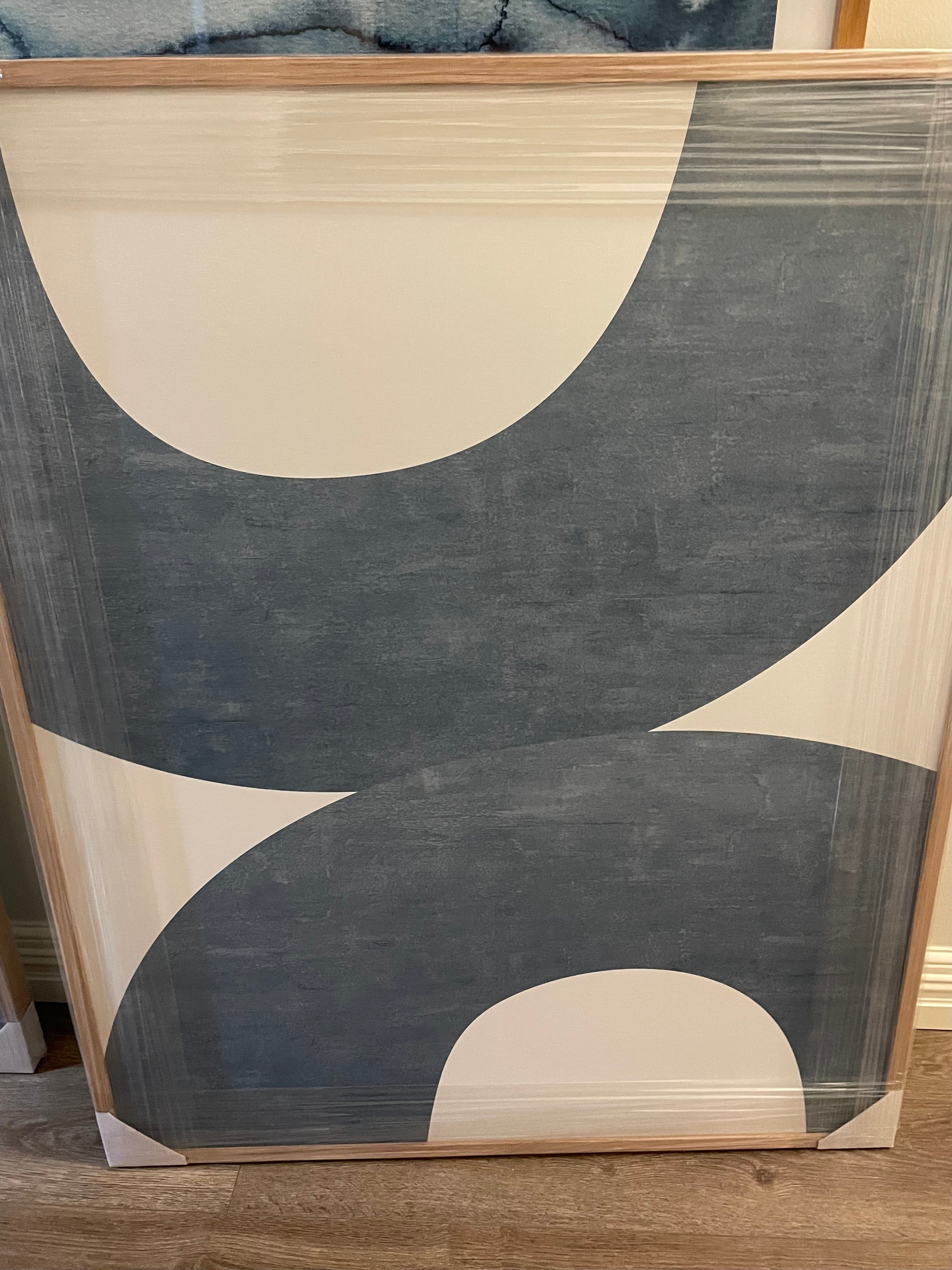 (HIRED) Framed - Blue Beige Minimalist - Print B