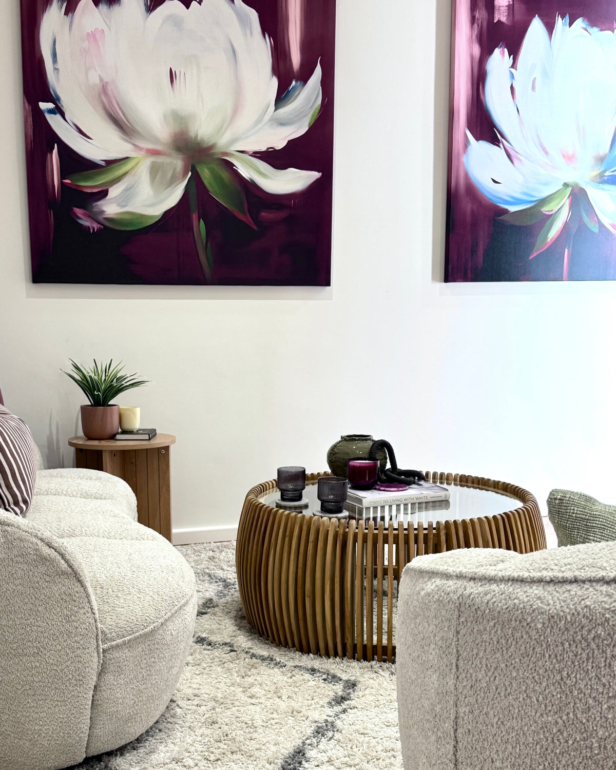 (HIRED) White Burgundy Blossom - Print A (X-Large)