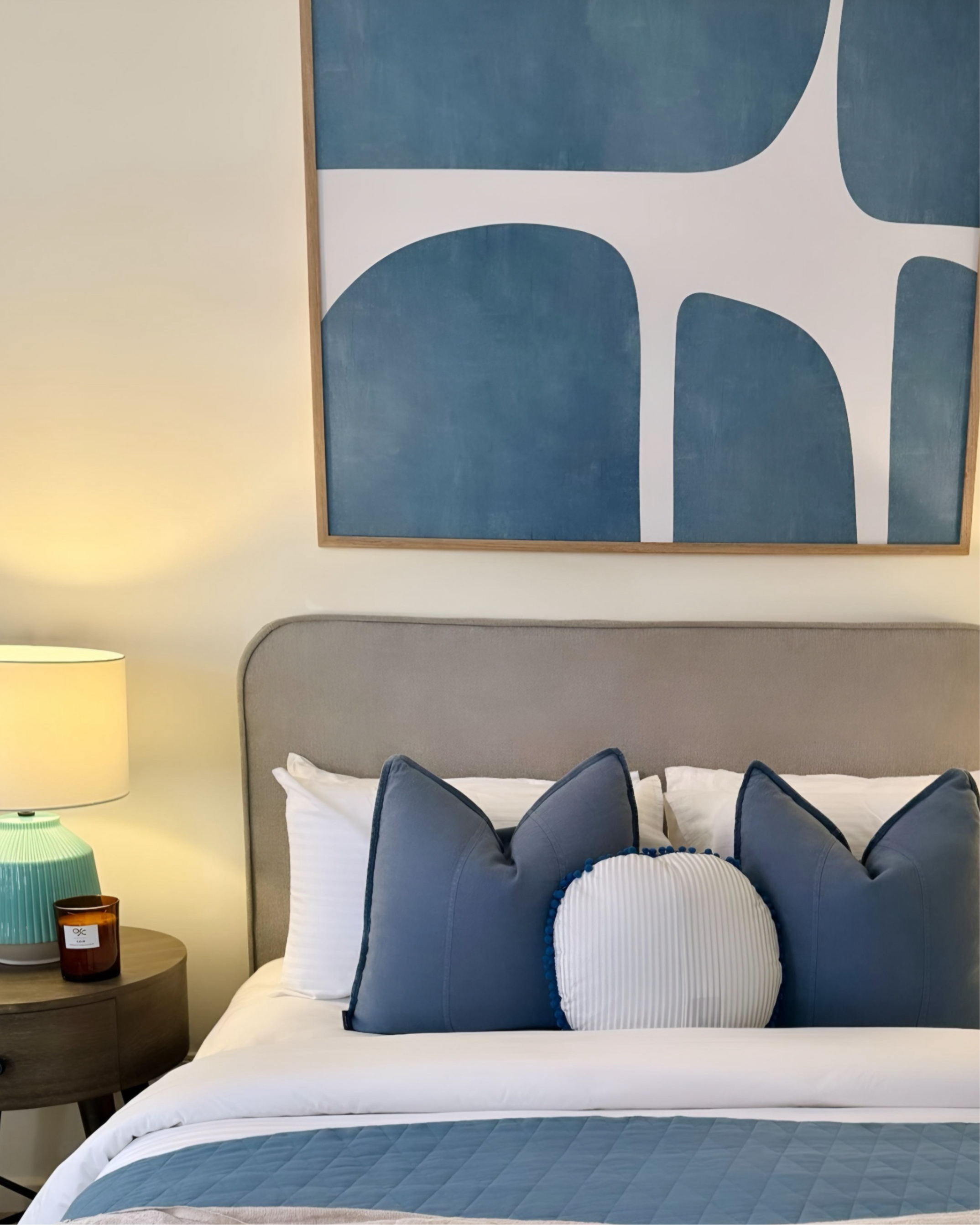 (HIRED) Framed - Blue Beige Minimalist - Print A