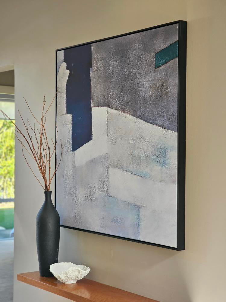 (HIRED) Framed Abstract framed Minimalist Shades of Blue
