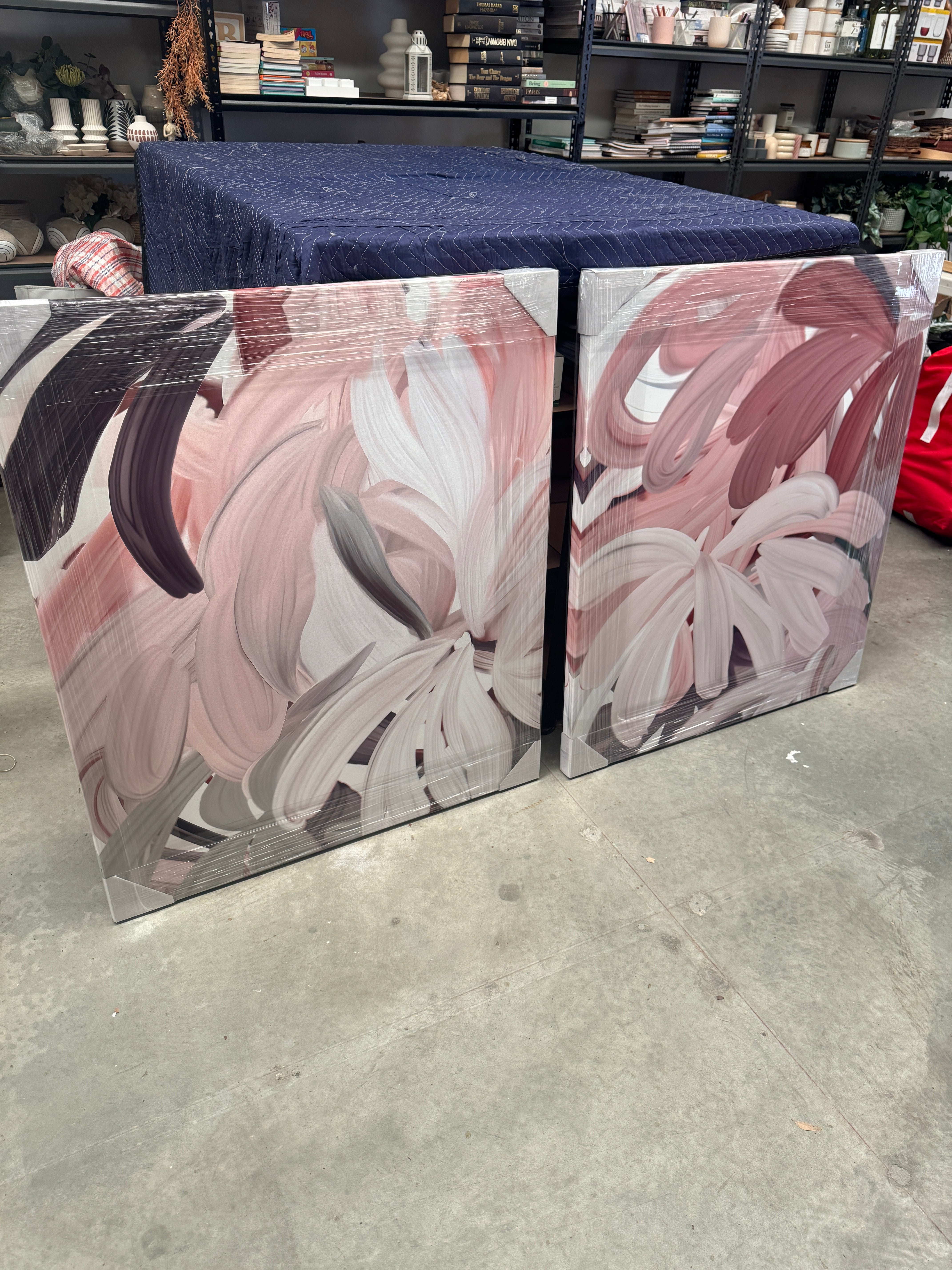 Abstract Blush Brushstrokes Duo