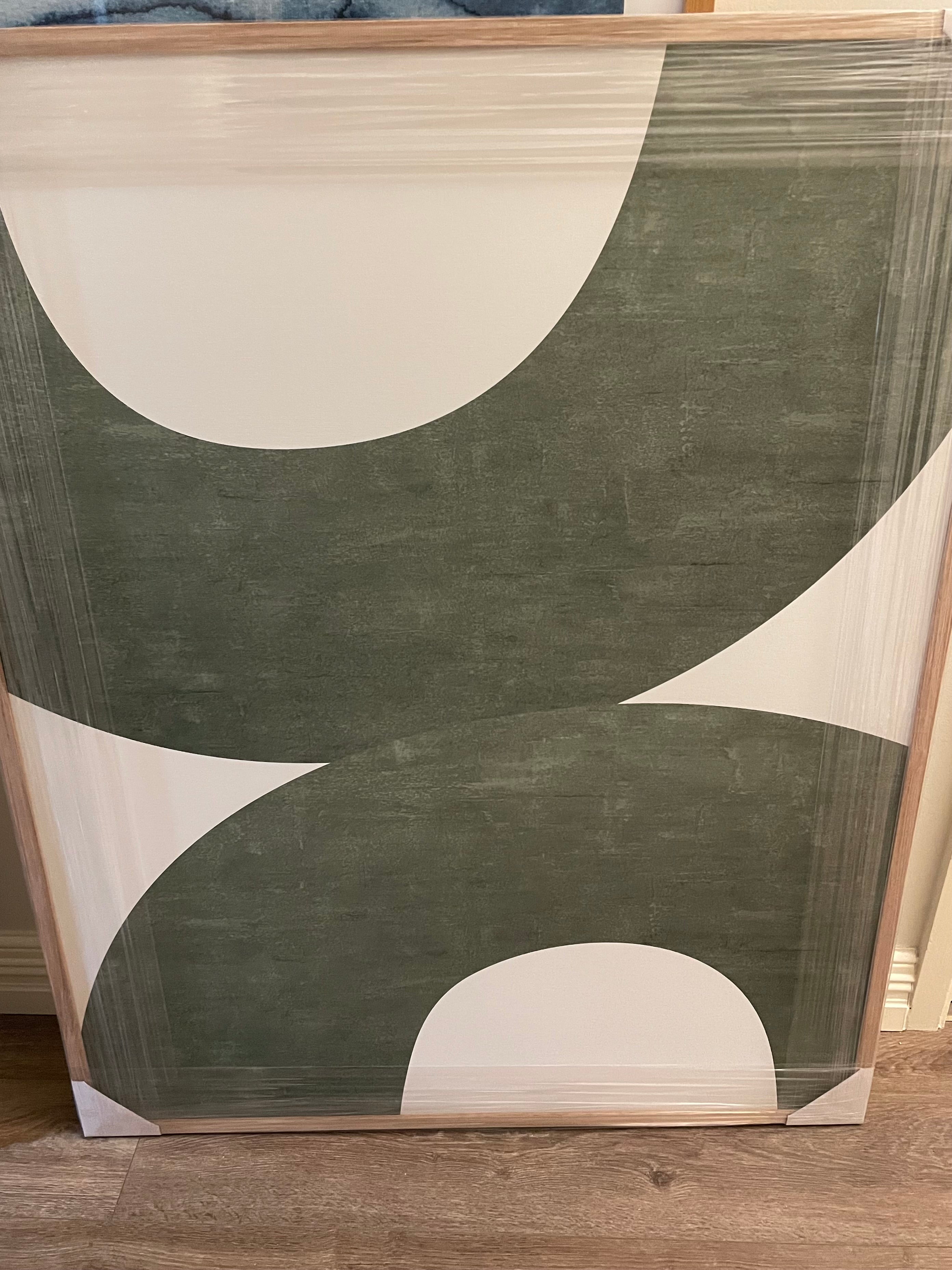 (HIRED) Framed - Green Beige Minimalist - Print B