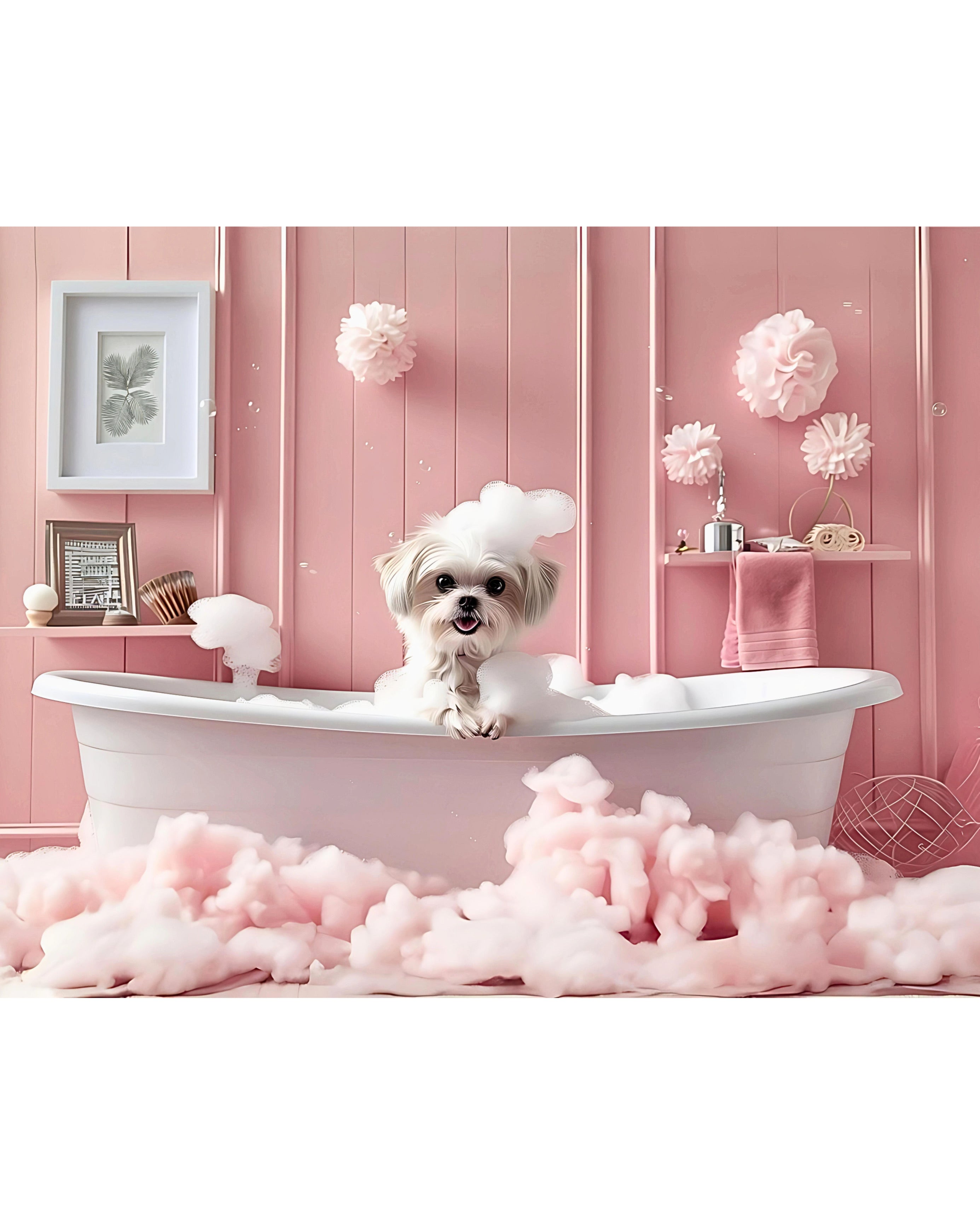 (HIRED) Framed - Puppy in Bath