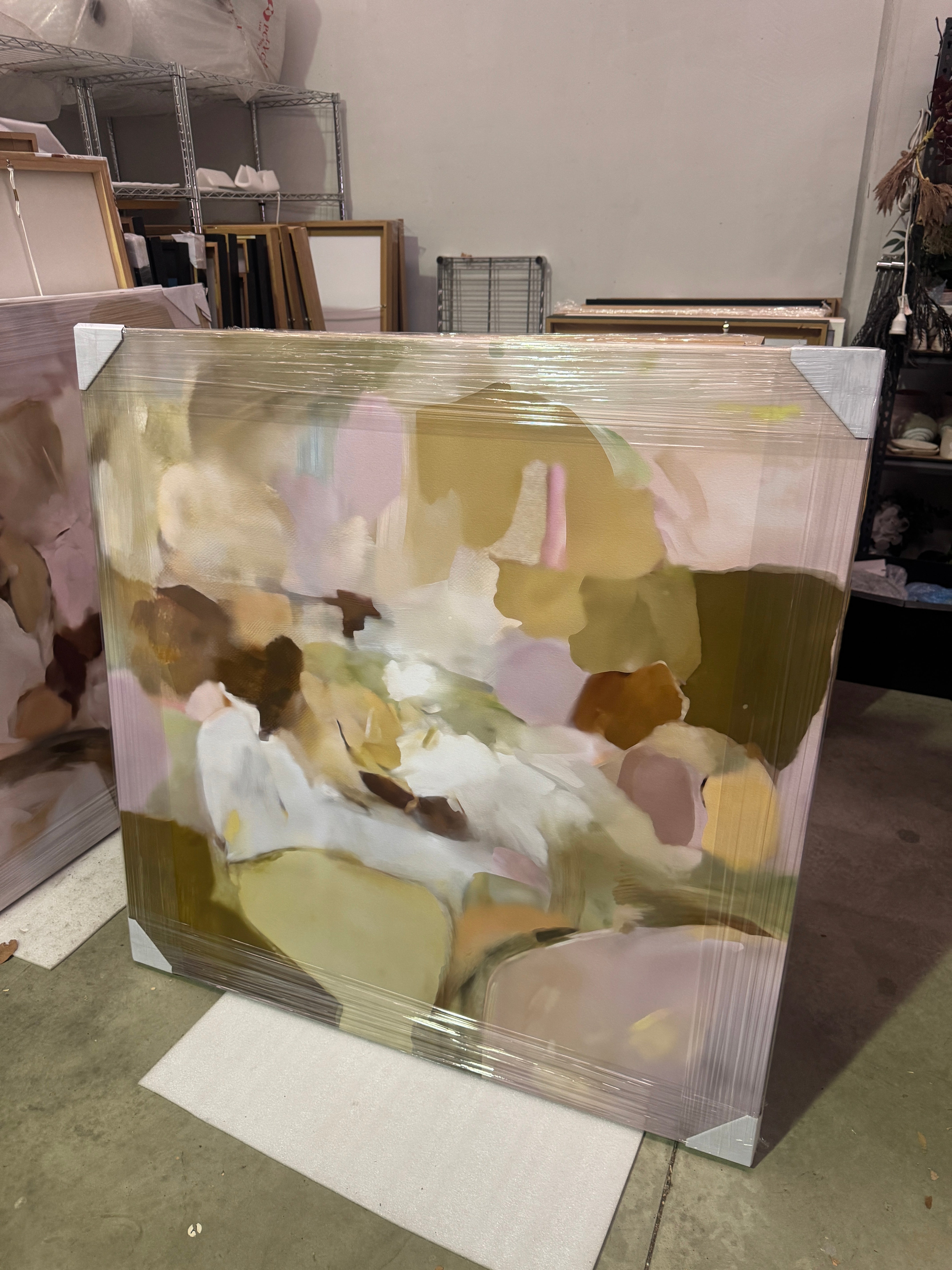 Square Blush & Tan Brushstrokes - Print A (X-Large)
