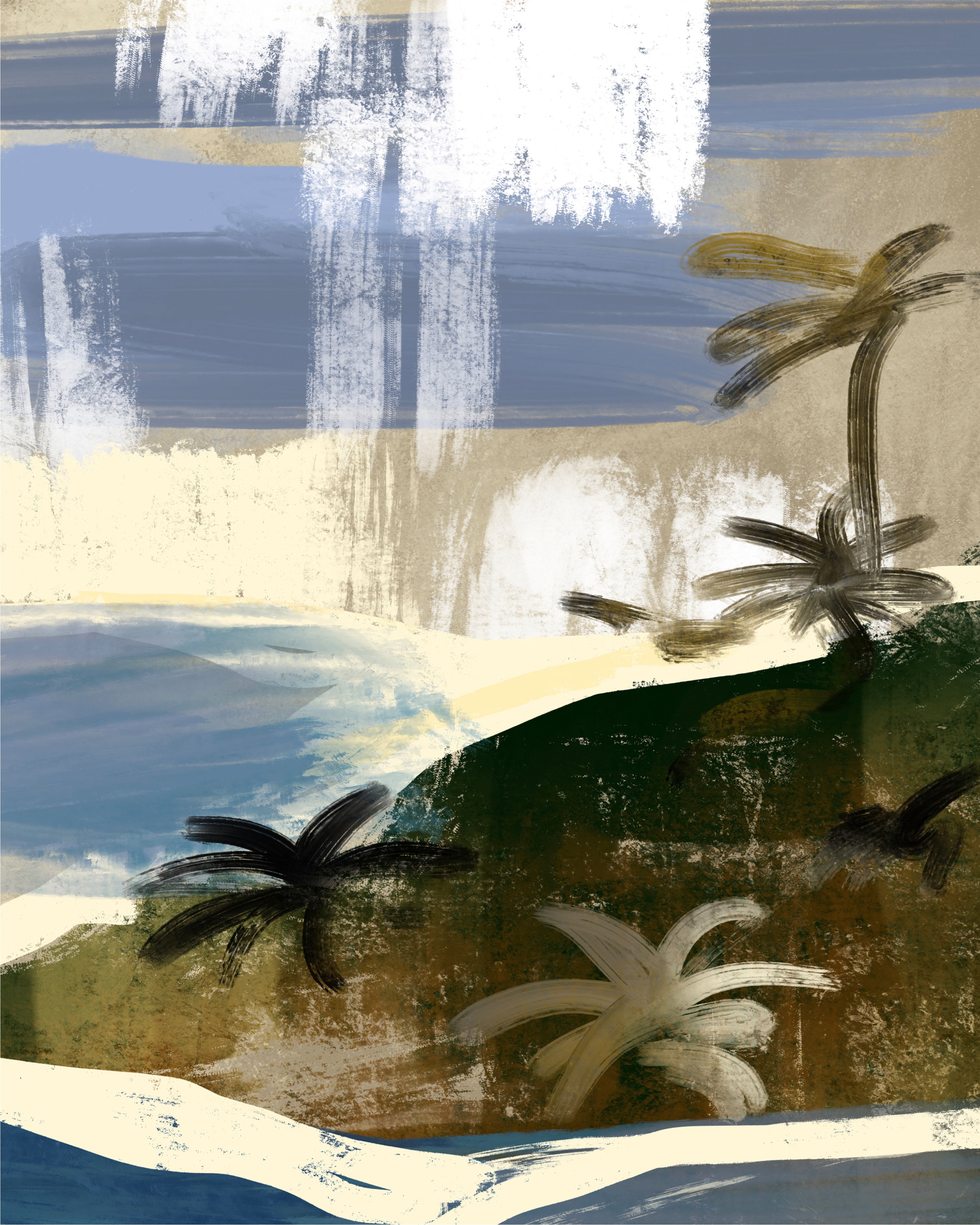 (HIRED) Framed - Watercolour Palms - Print C