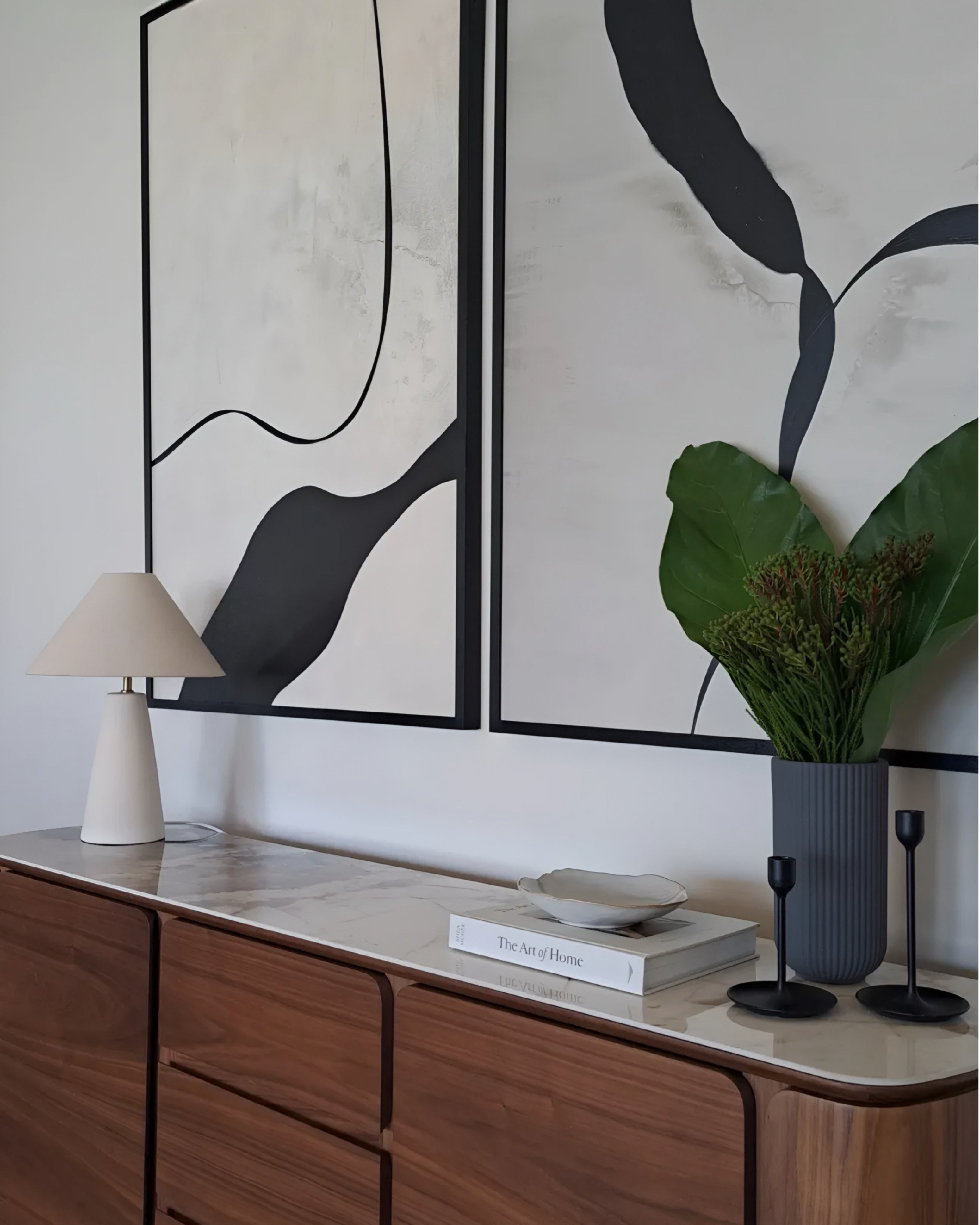 (HIRED) Framed - Black Beige Delta - Print A