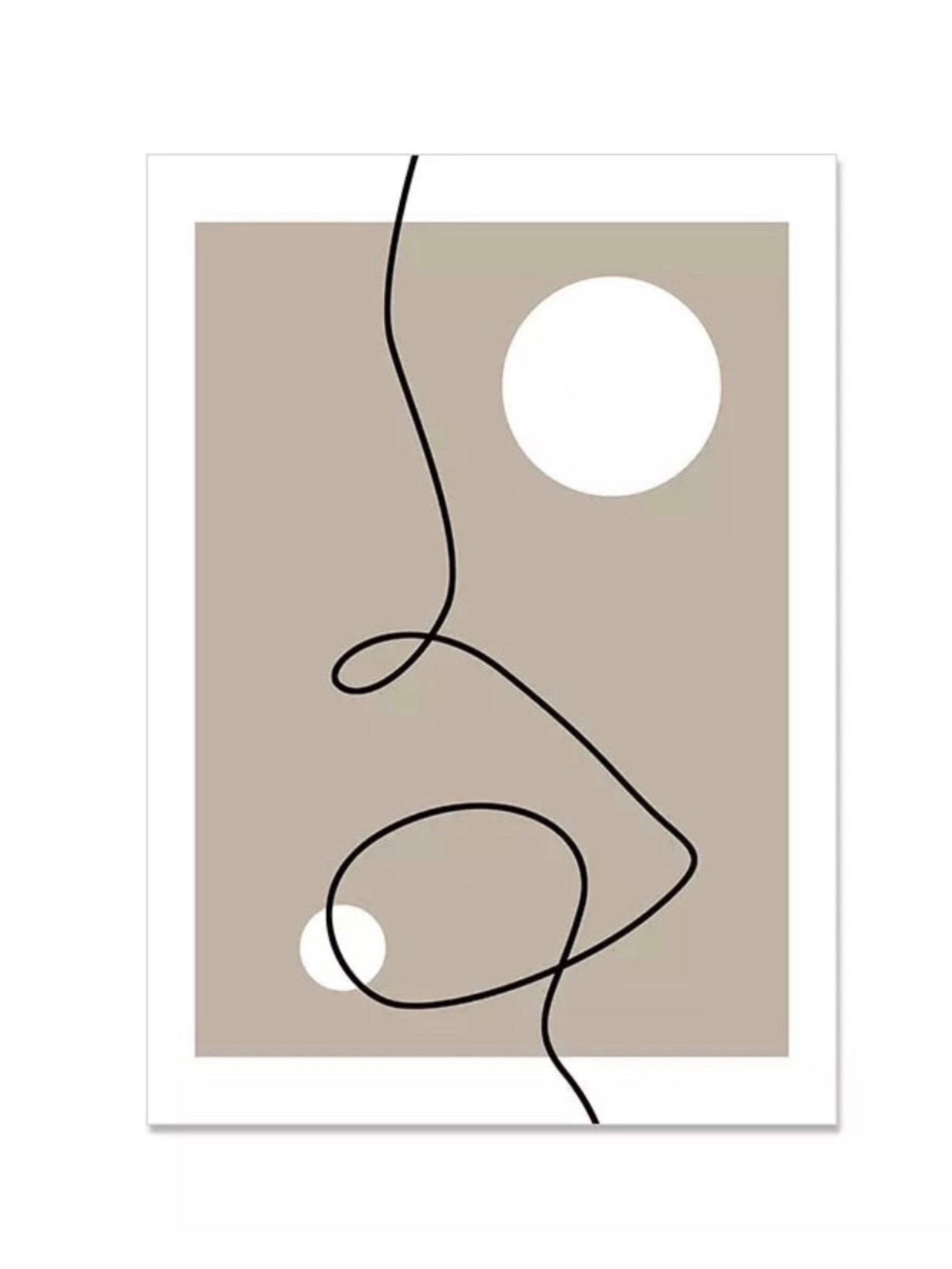 Modern Abstract Swirls - Black Beige - Print B