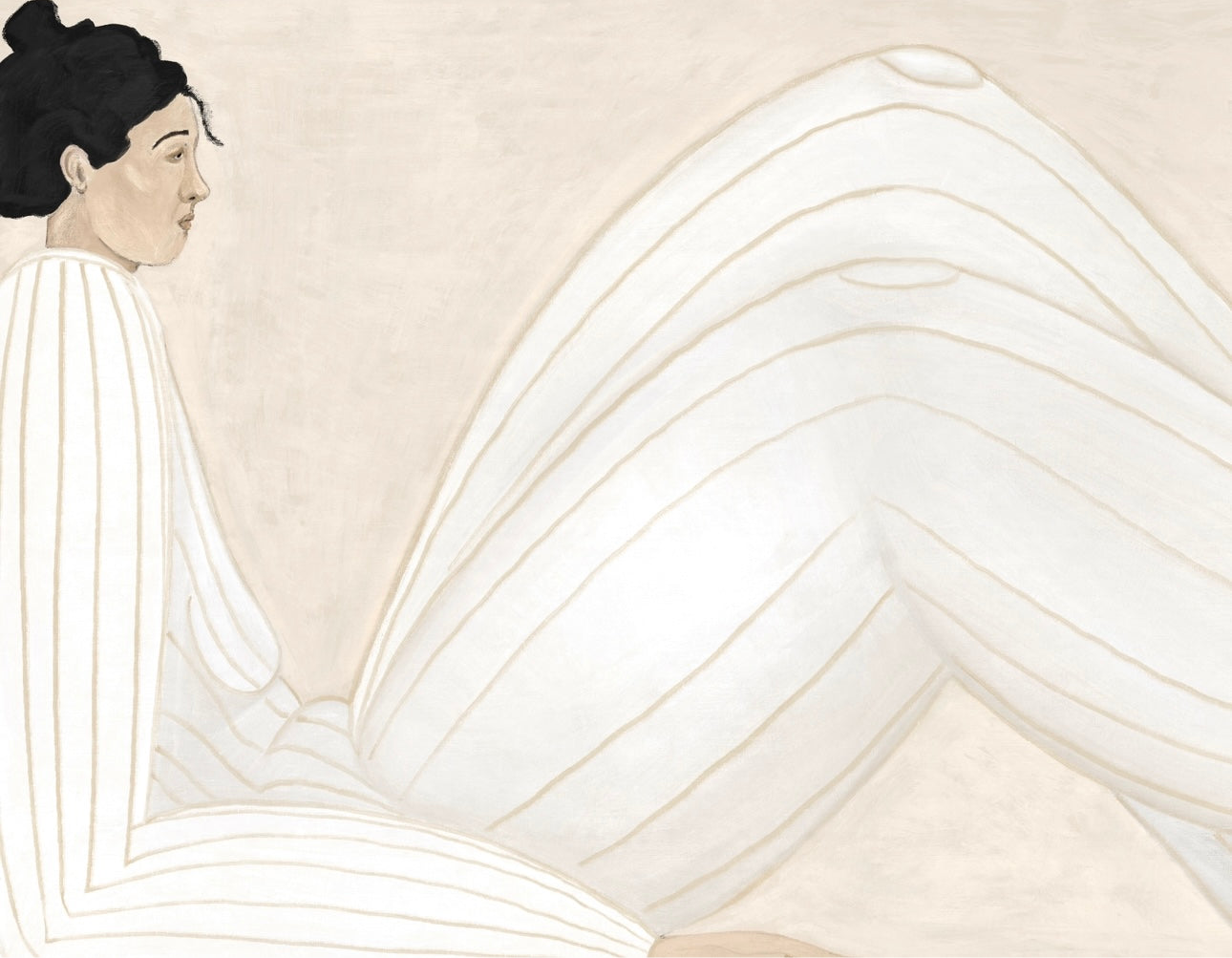 (HIRED) Abstract Drawing - Woman in Cream