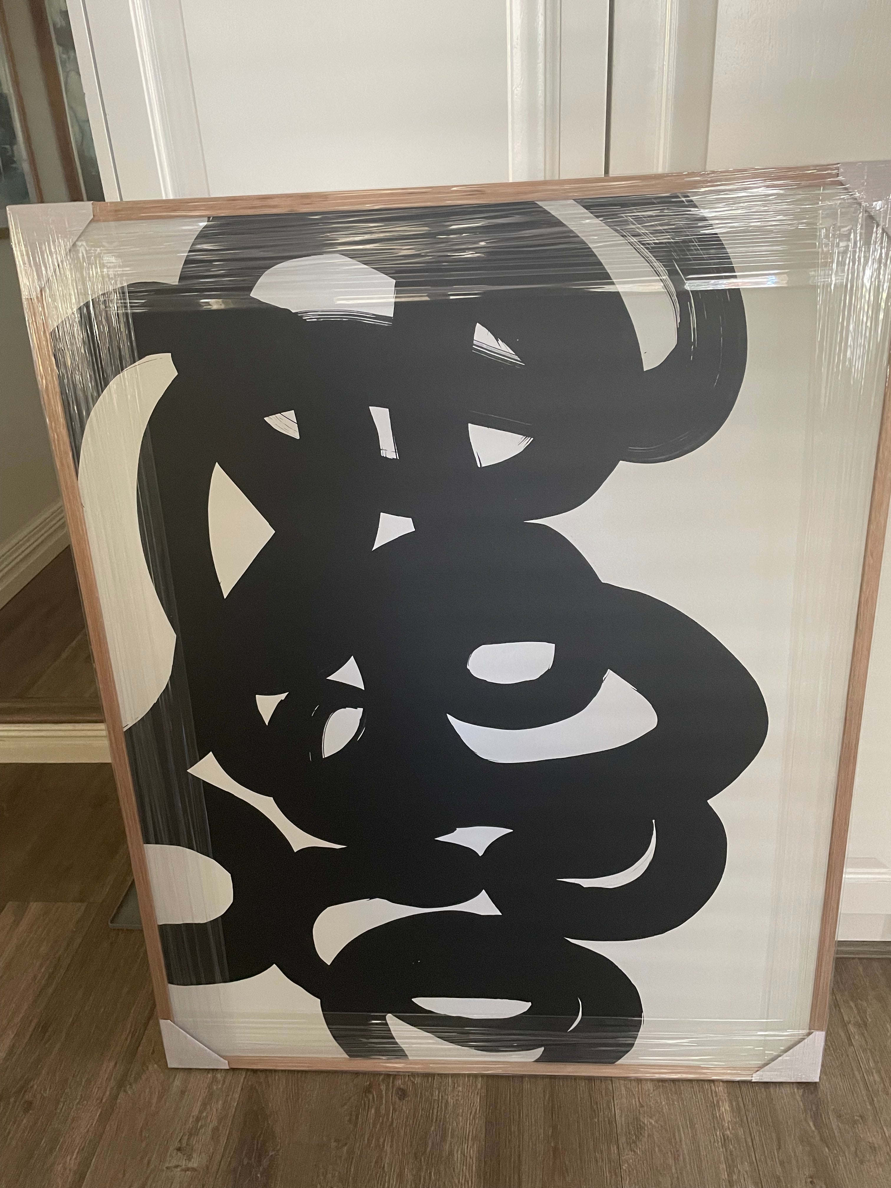 (HIRED) Framed - Abstract Black Brush Swirls (rectangle)