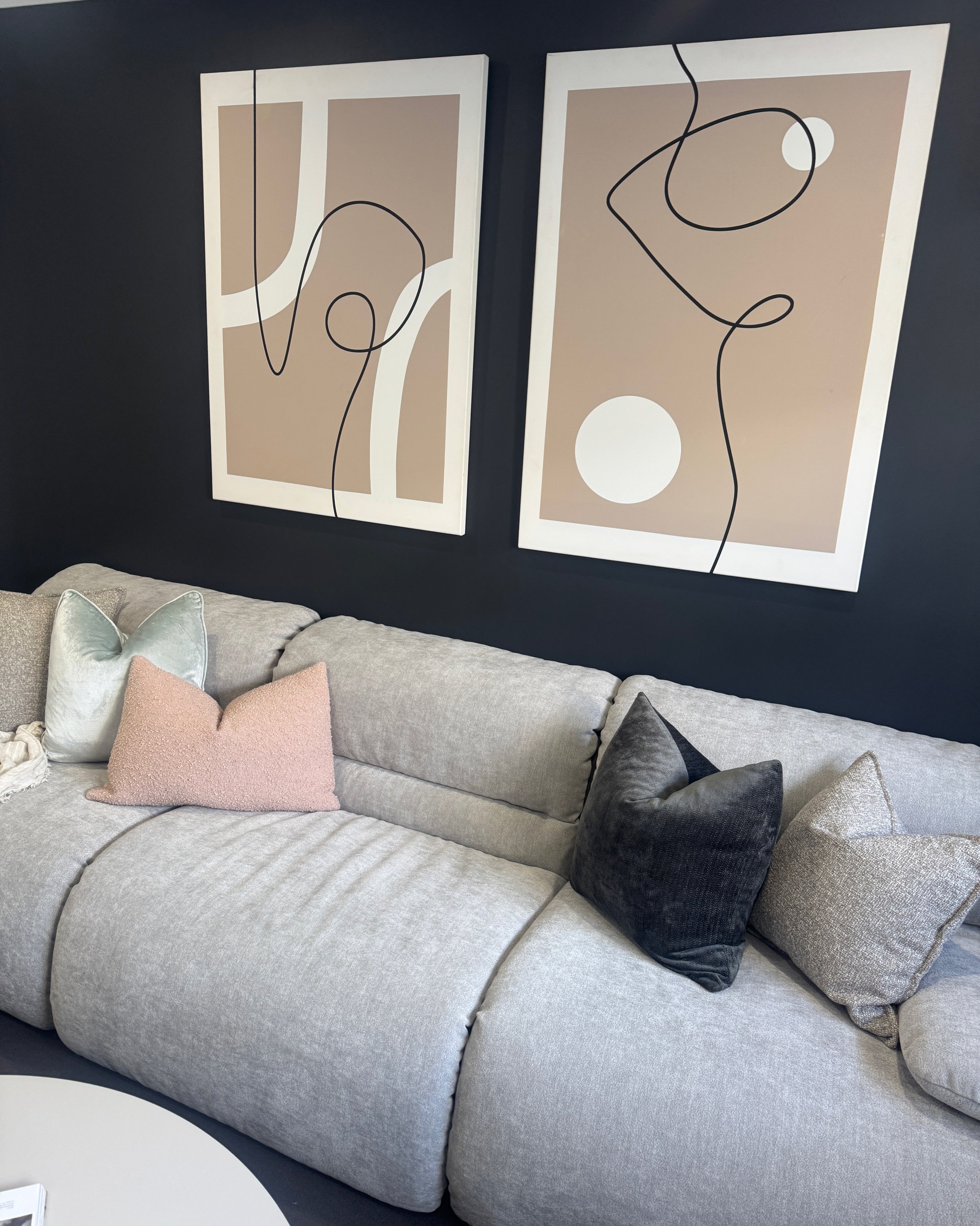 Modern Abstract Swirls - Black Beige - Print A