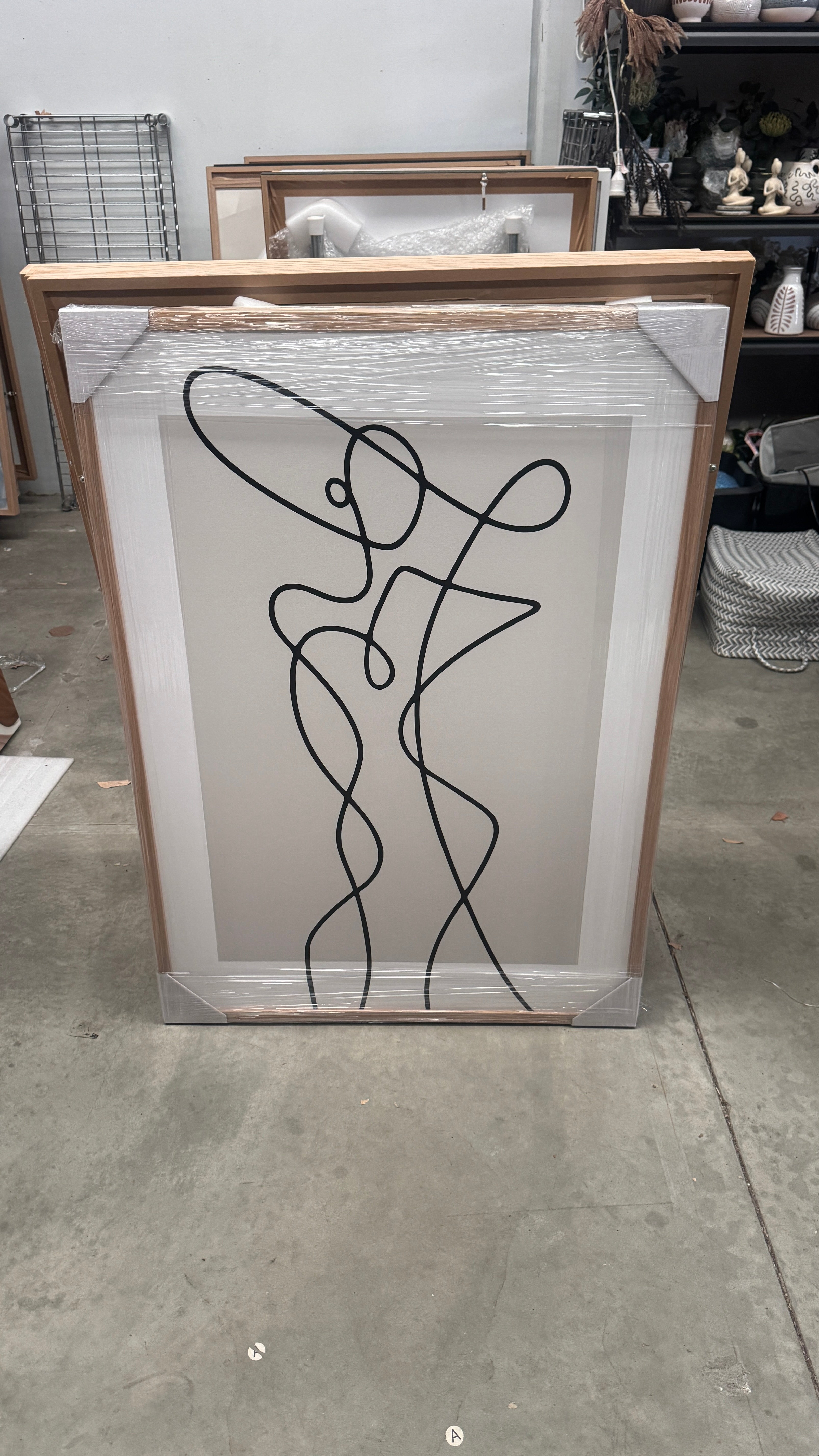(HIRED) Framed - Fashion Line Drawing Beige & Black - Print A