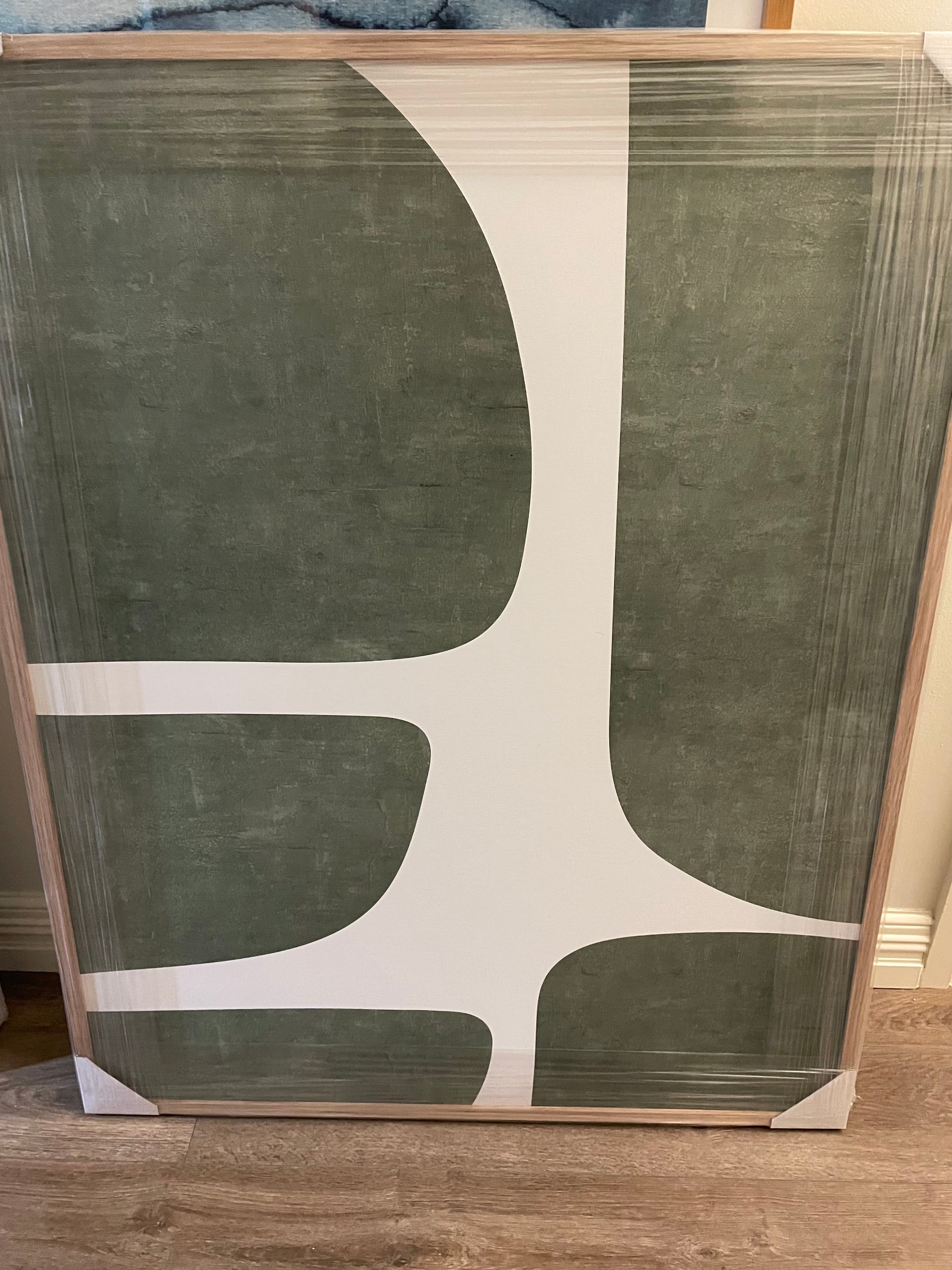 (HIRED) Framed - Green Beige Minimalist - Print A