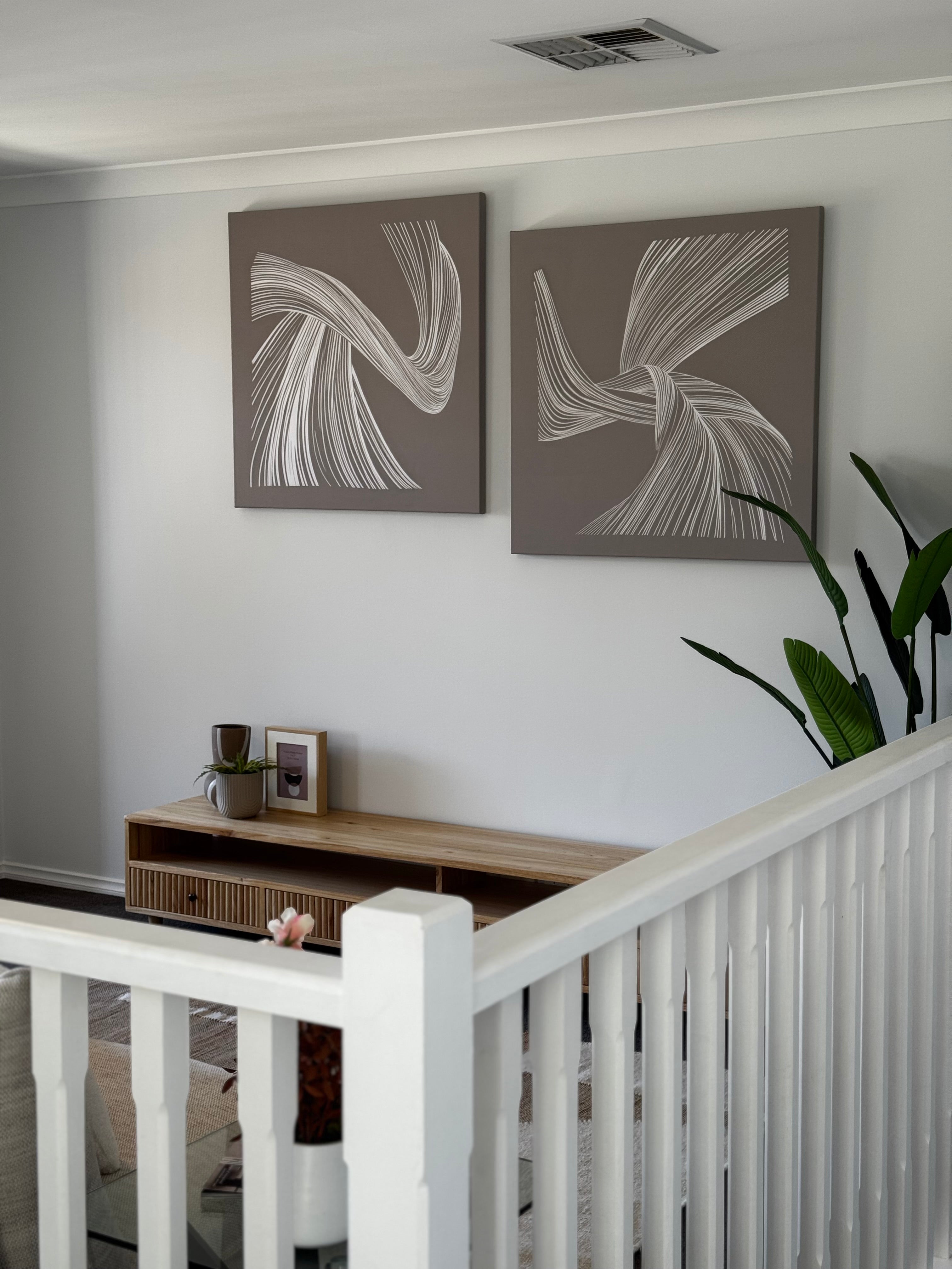 (HIRED) Framed - Taupe Line Drawing Duo