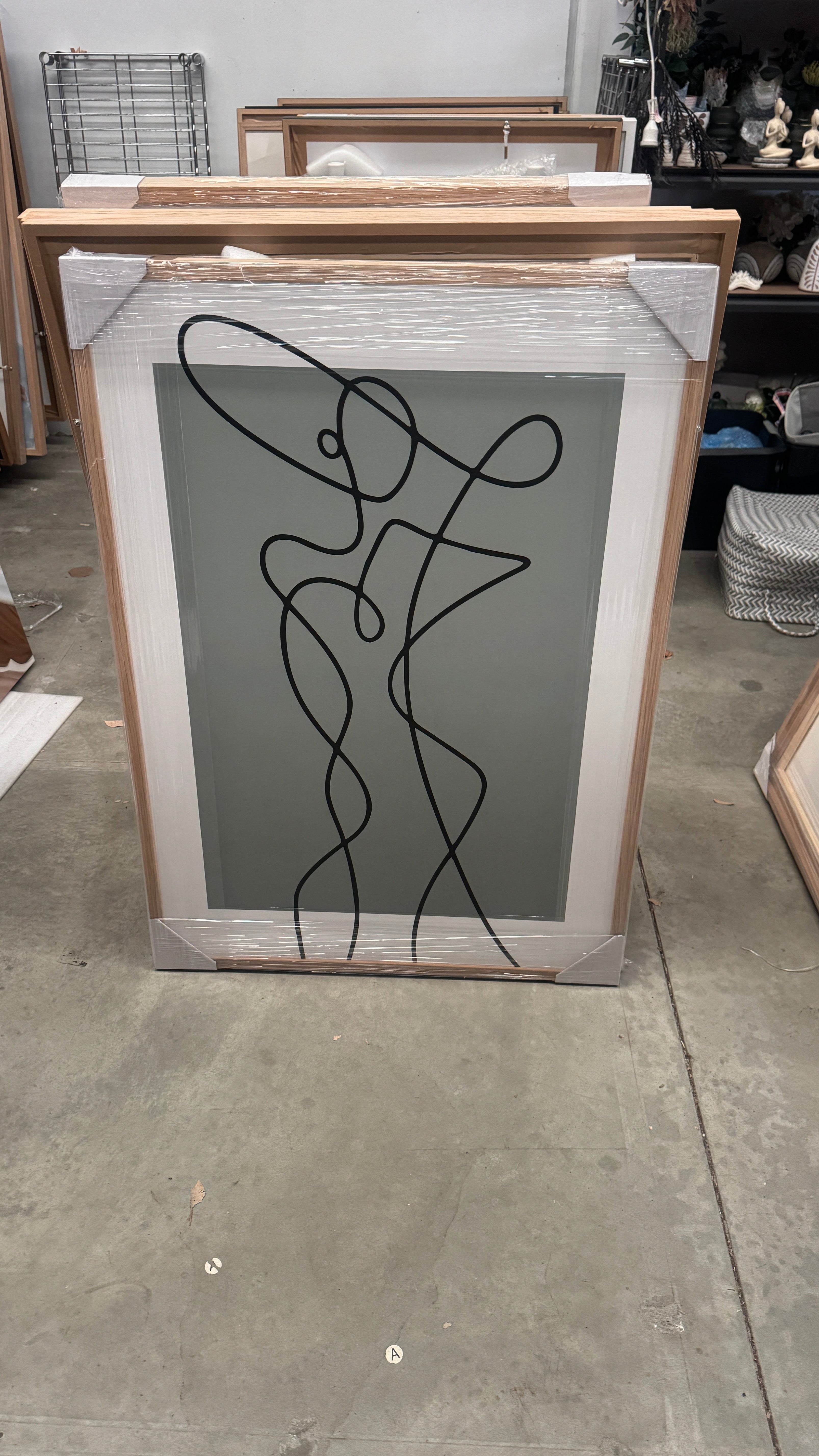 Framed - Fashion Line Drawing Sage & Black - Print A