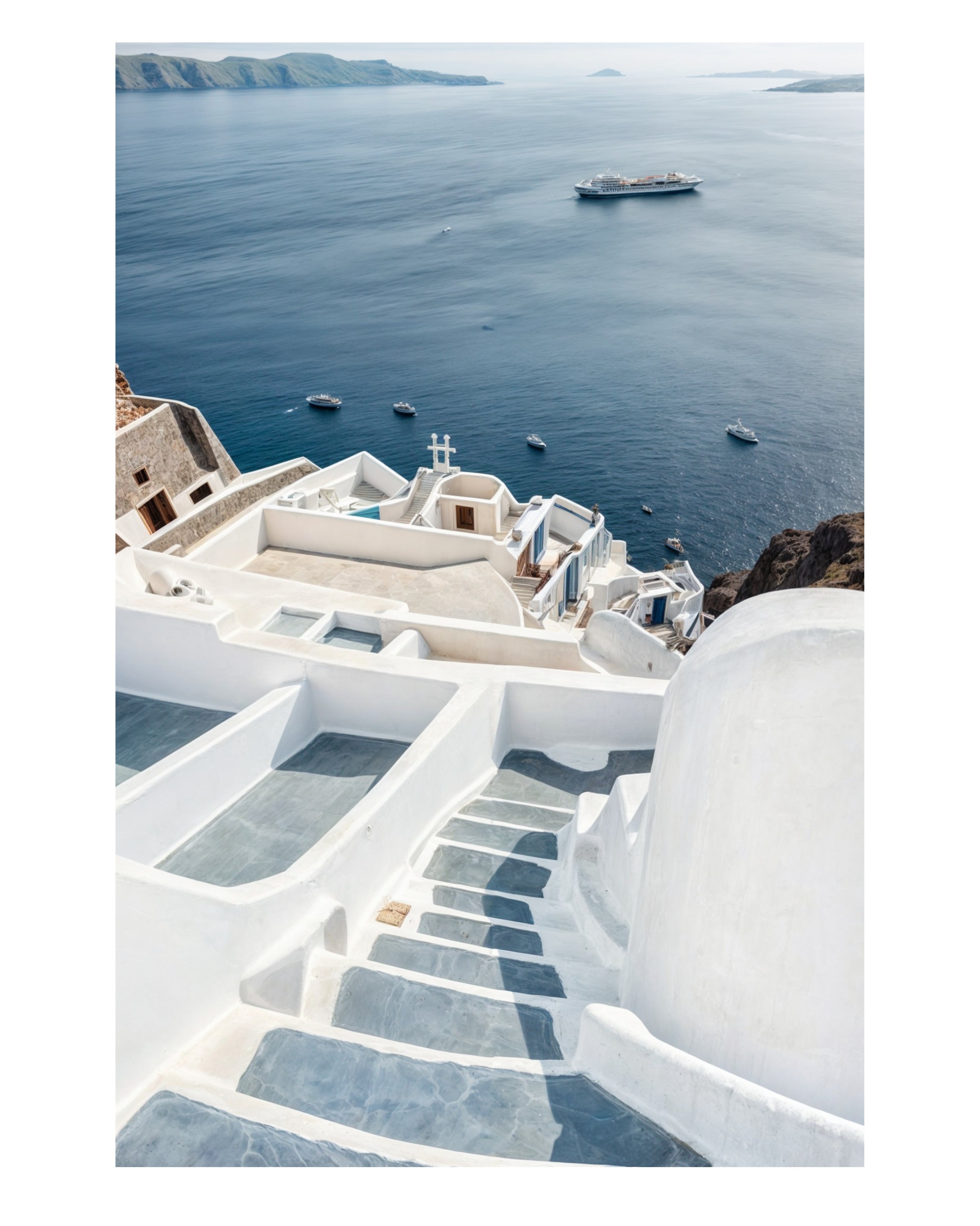 Framed - Santorini Steps - Print A