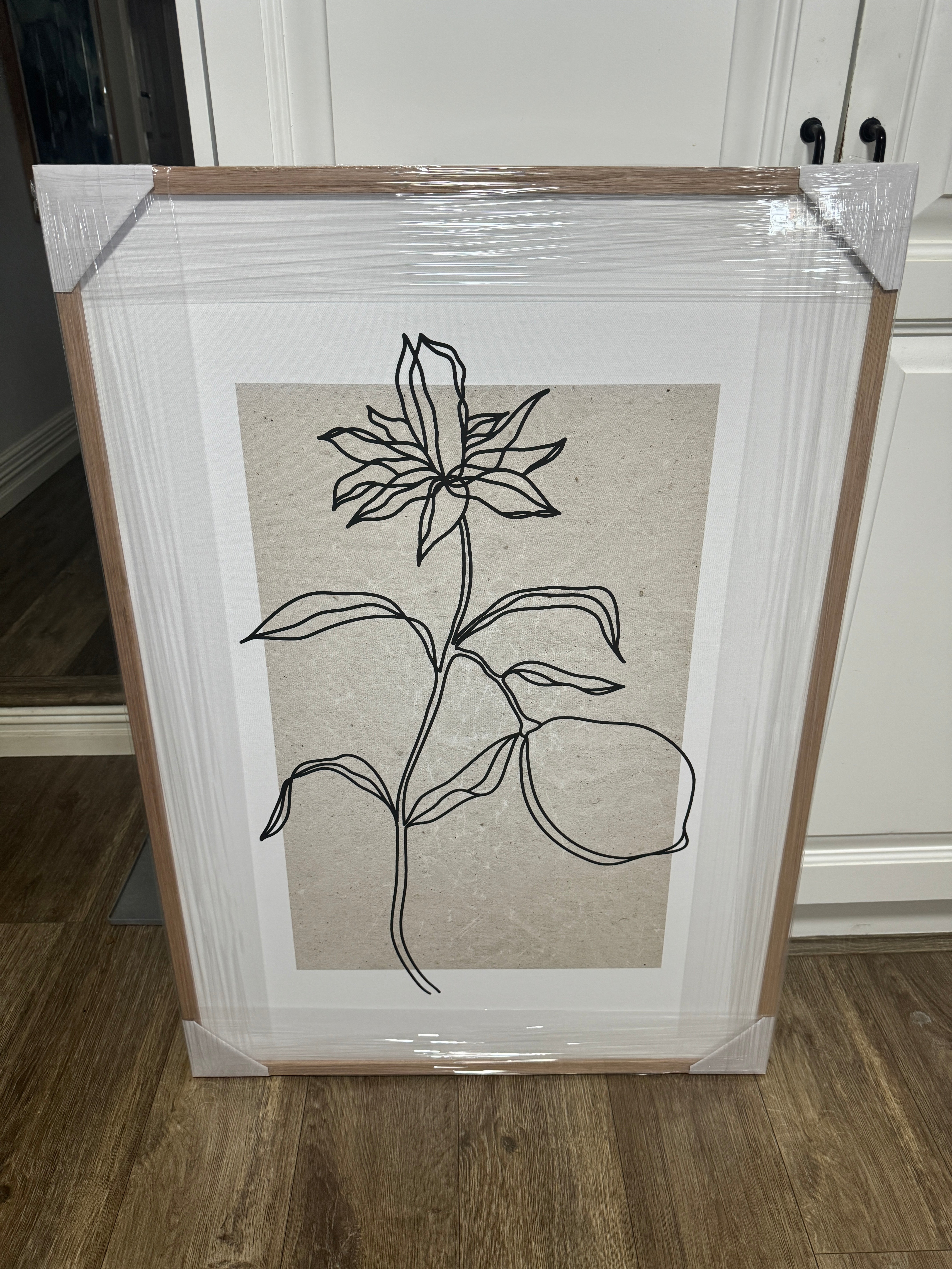 (HIRED) Framed - Botanical Flower Beige & Black - Print B