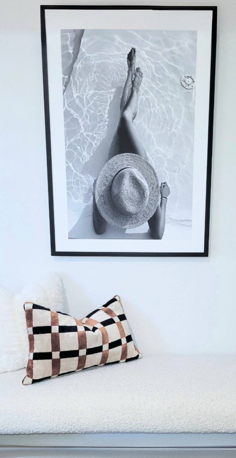 (HIRED) Framed - Fashion Print - Beach Hat - Print B