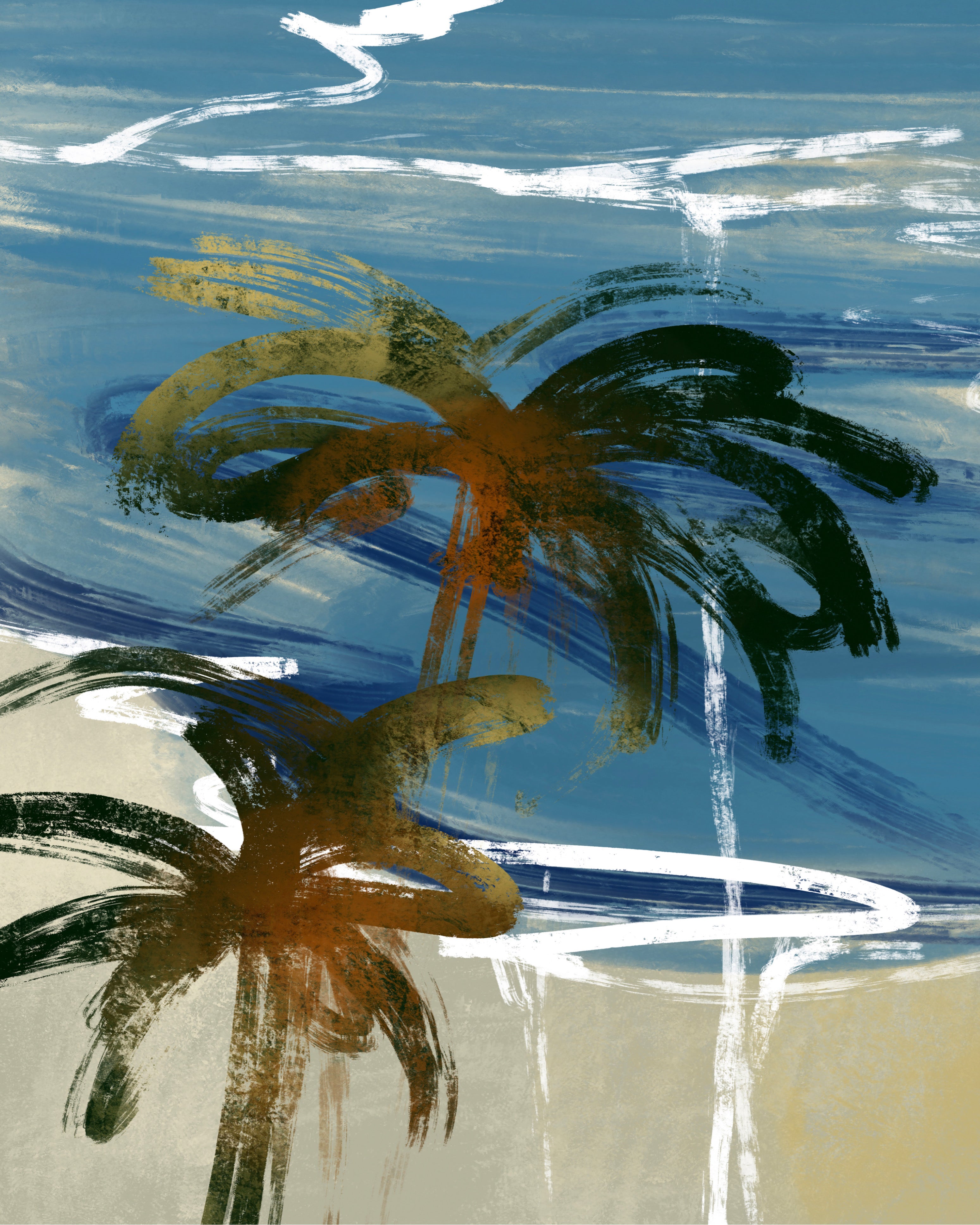 (HIRED) Framed - Watercolour Palms - Print A