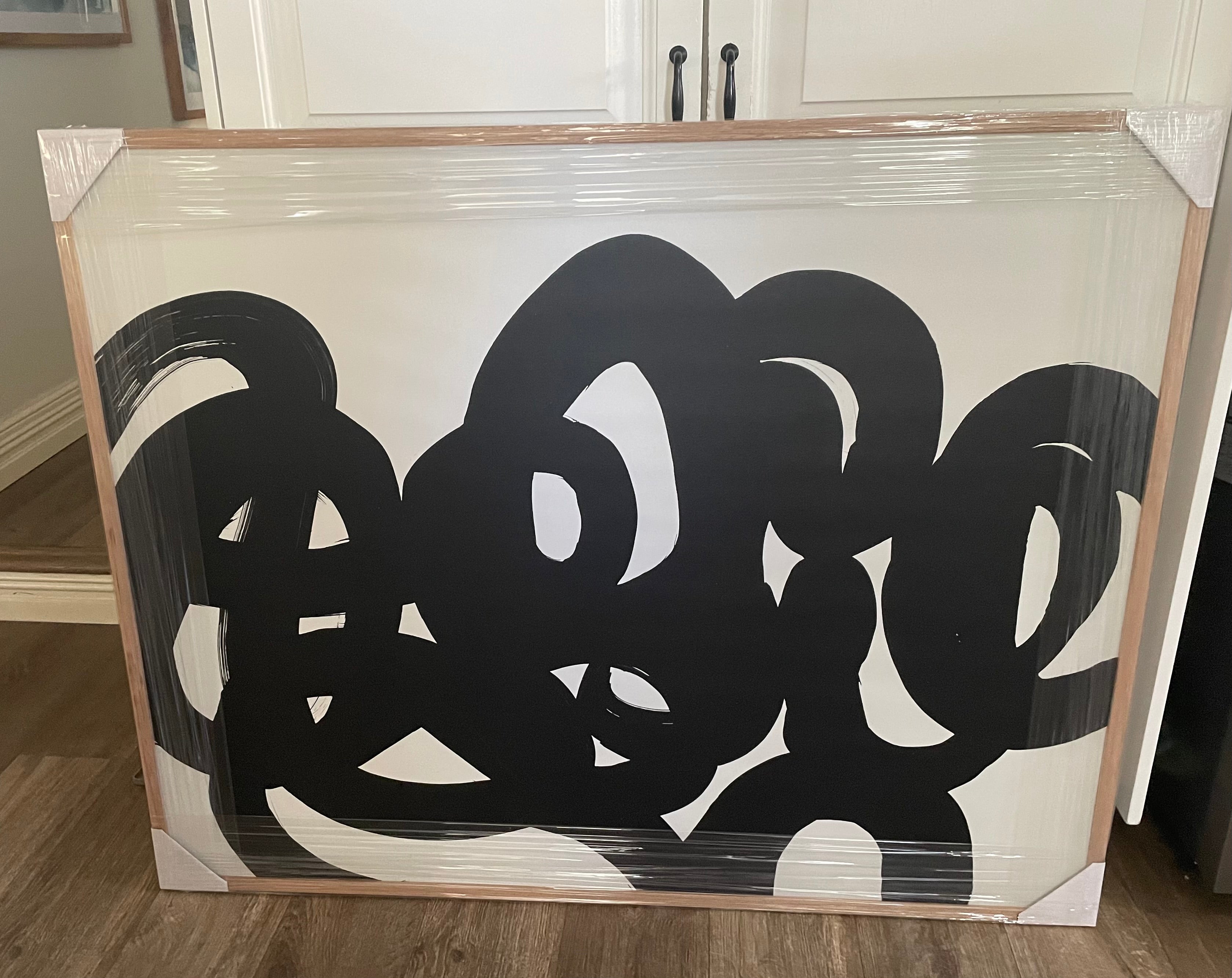 (HIRED) Framed - Abstract Black Brush Swirls (rectangle)