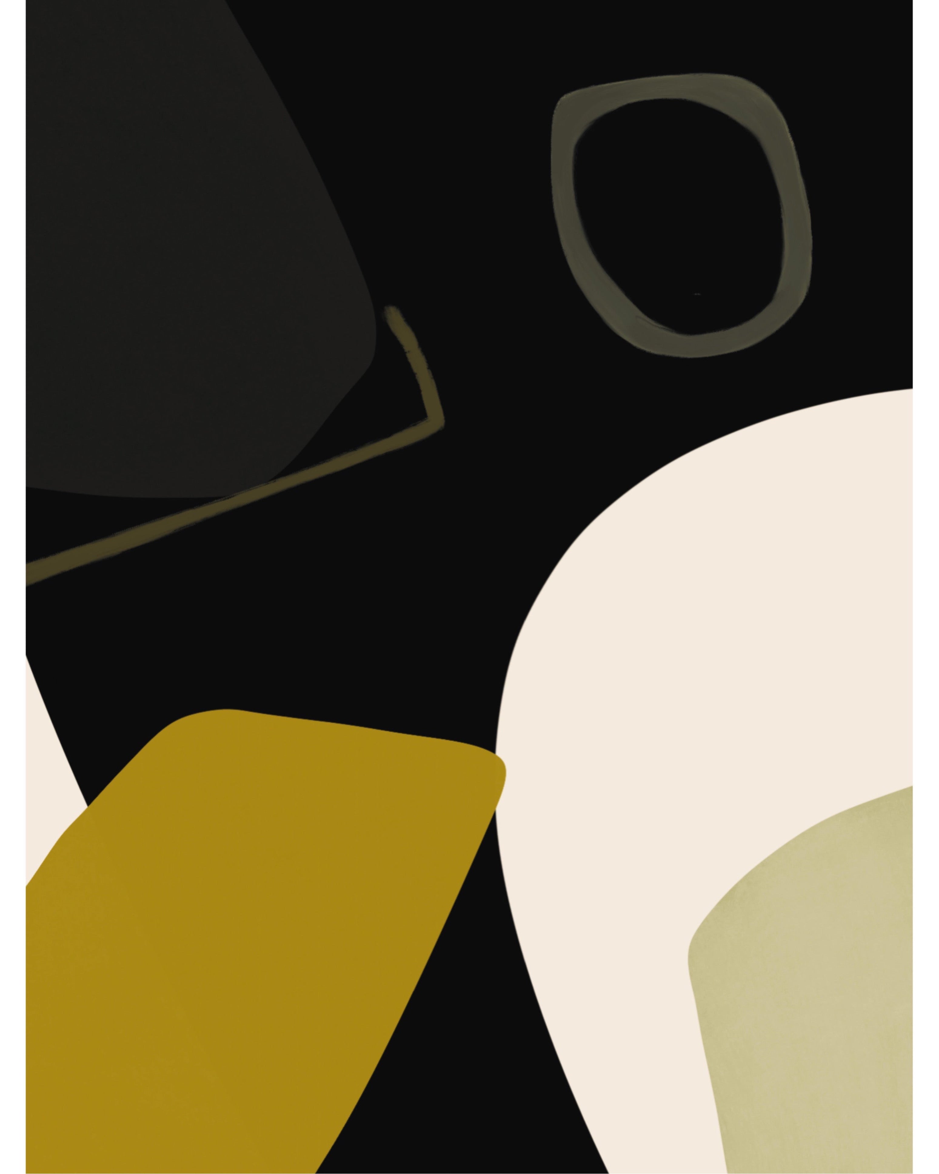 Framed - Minimalist Abstract Mustard & Black