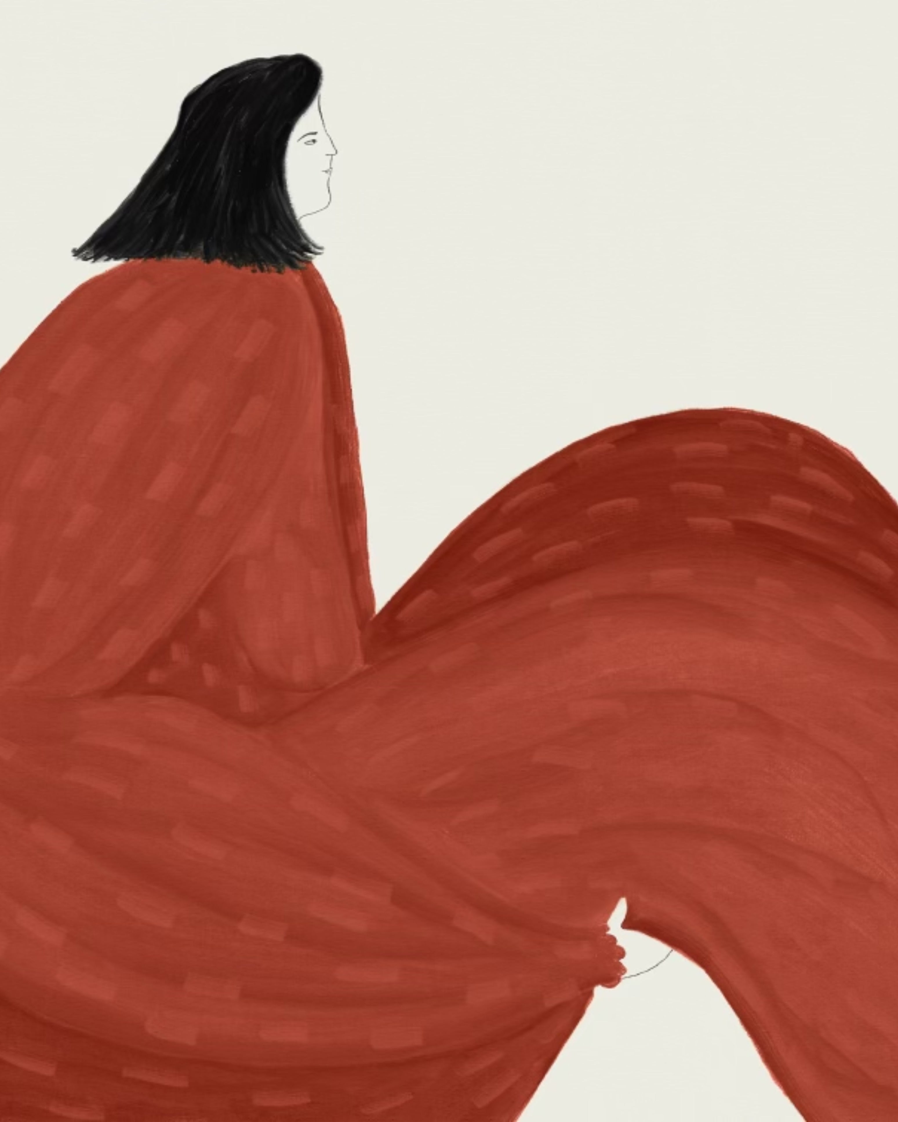 Abstract Drawing - Woman in Brown
