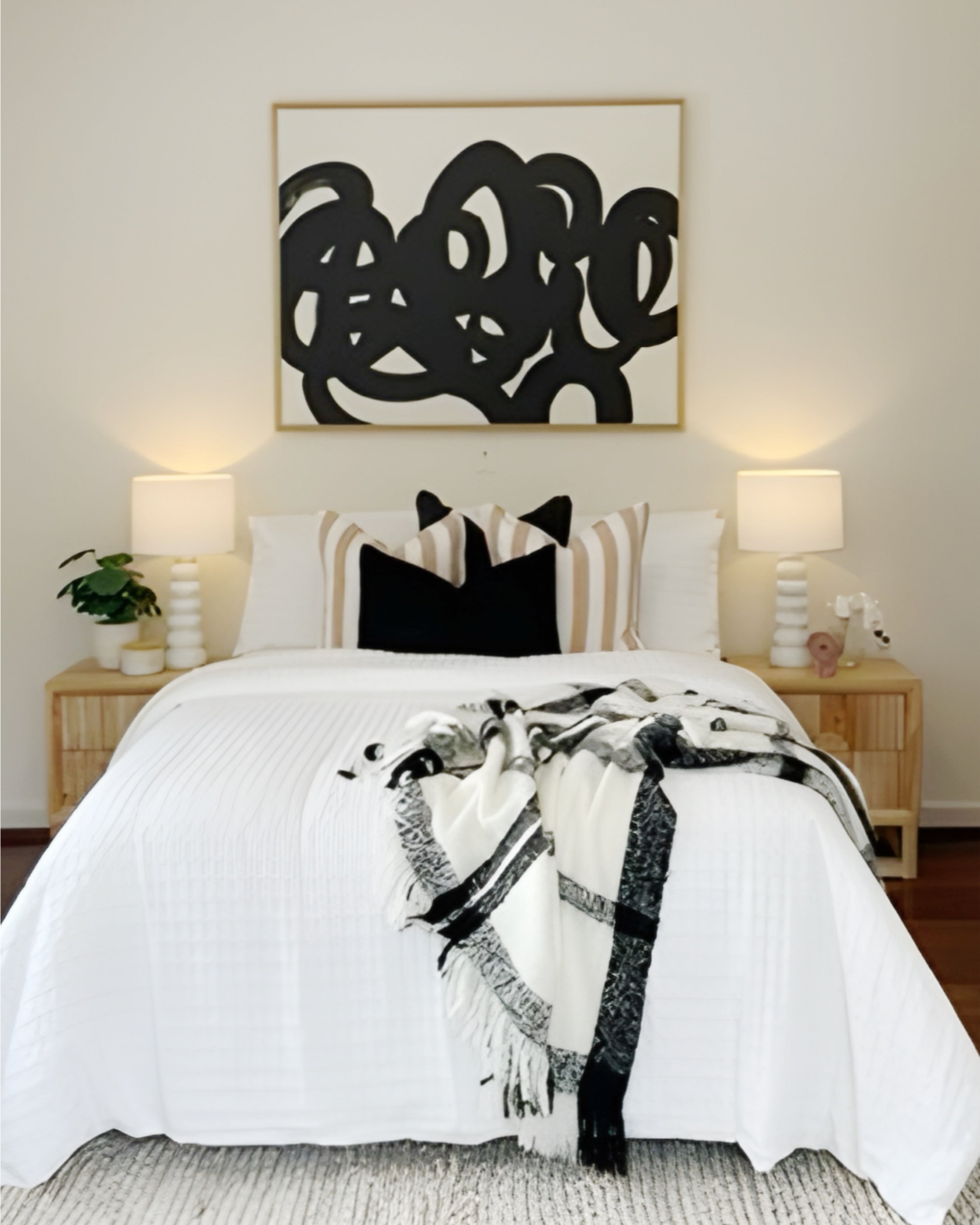 (HIRED) Framed - Abstract Black Brush Swirls (rectangle)