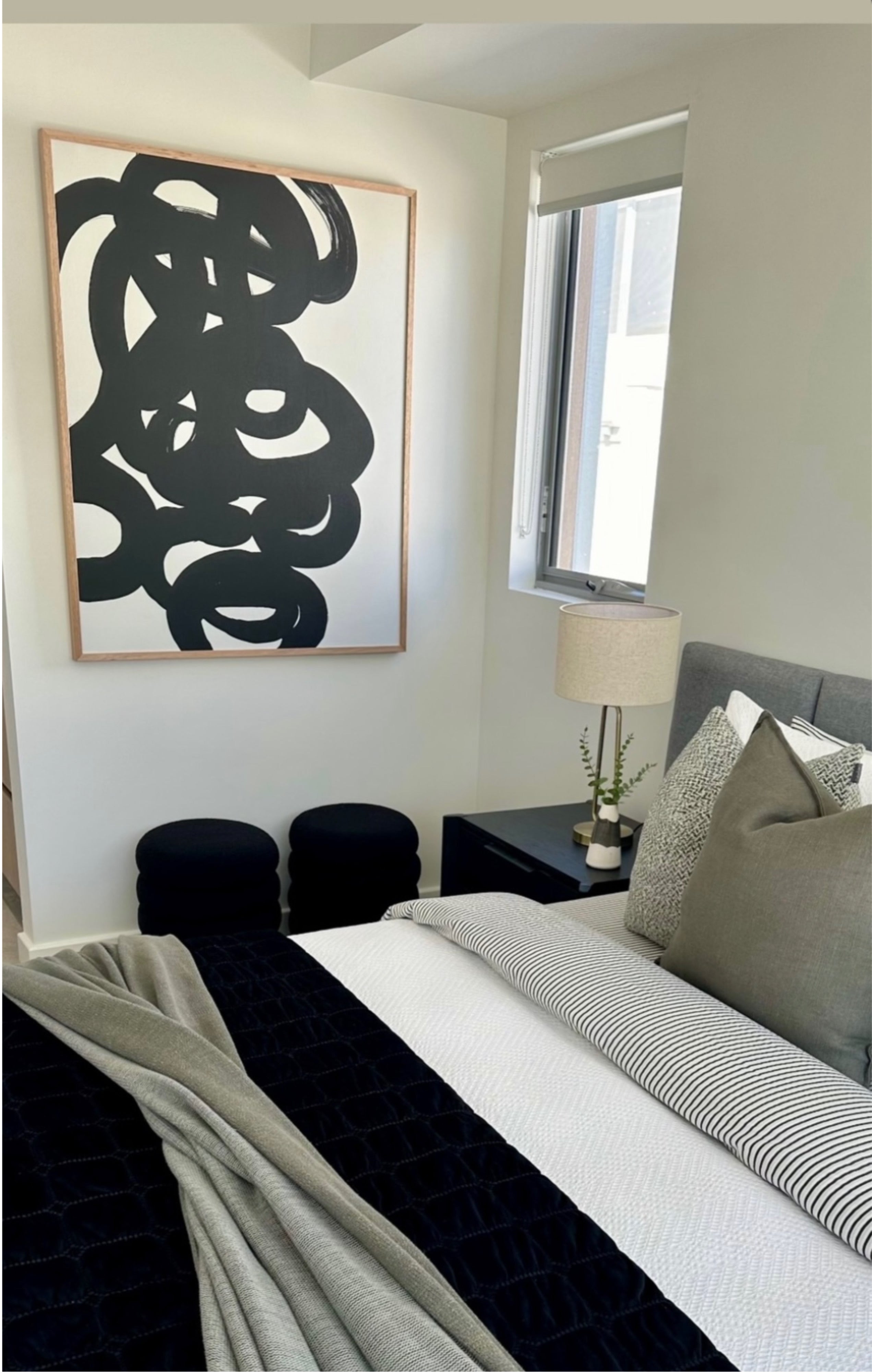 (HIRED) Framed - Abstract Black Brush Swirls (rectangle)