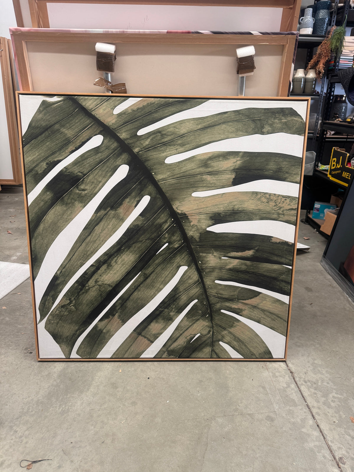 Framed Green Palm Leaf