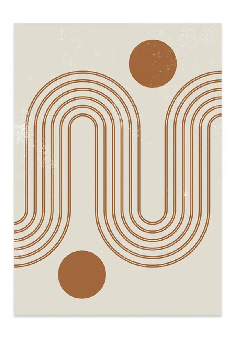 Framed Geometric in Tan Swirls - Print B