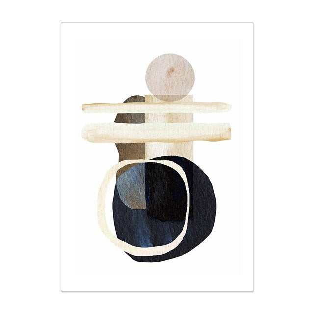 (HIRED) Abstract Blue Beige Print - Print A