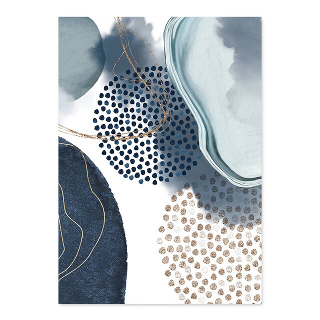 Abstract Swirls of Blue & Gold - Print C