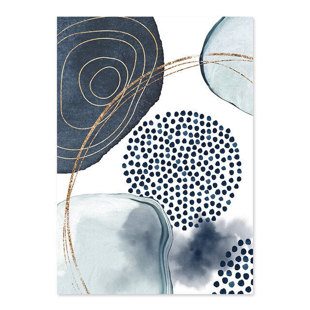(HIRED) Abstract Swirls of Blue & Gold - Print A