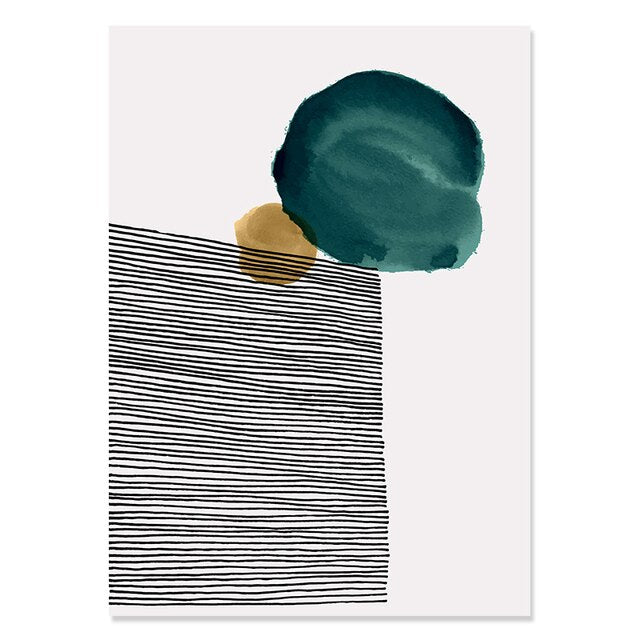 (HIRED) Abstract Watercolour Green and Gold - Print C