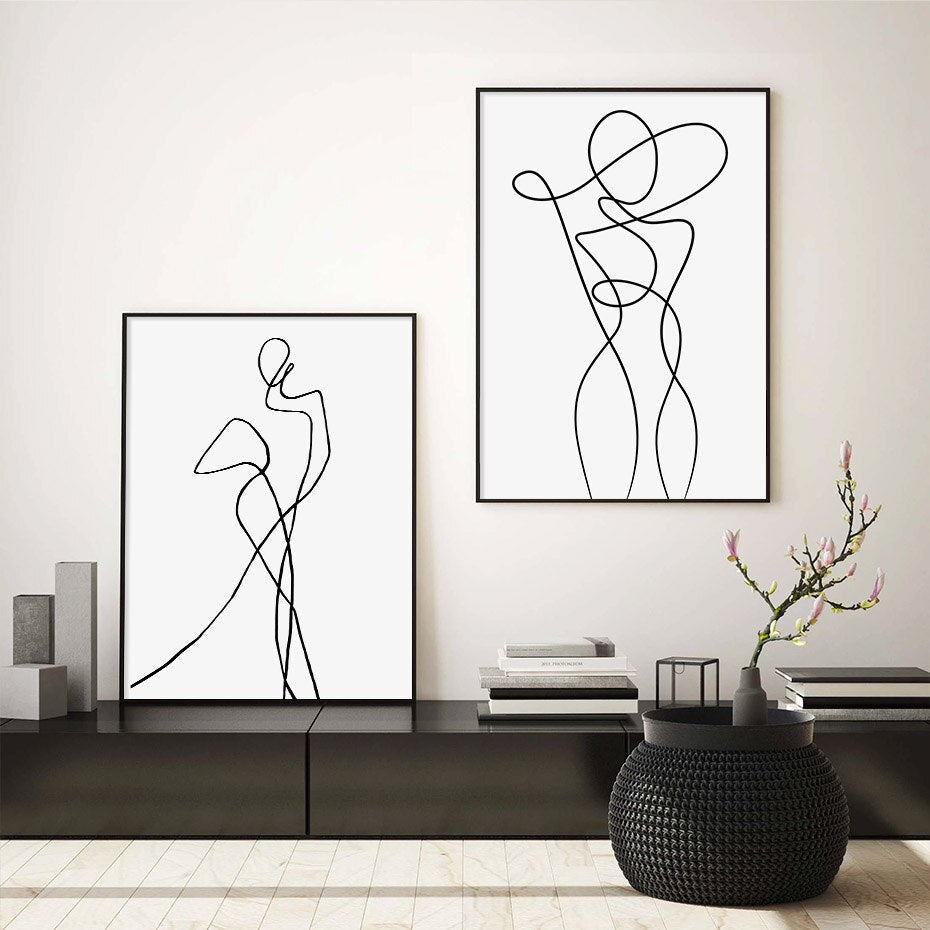 (HIRED) Framed Feminine Line Drawing - Print A