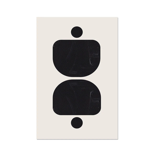 (HIRED) Framed Abstract Shapes Print A - Black