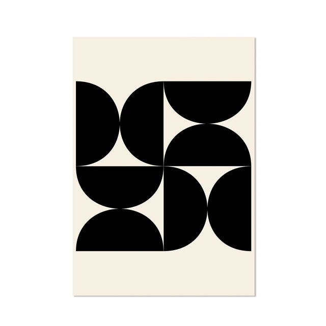 (HIRED) Framed Abstract Shapes Print B - Black