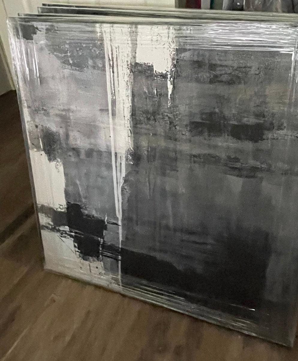 (HIRED) Abstract framed Minimalist Watercolour Black and White