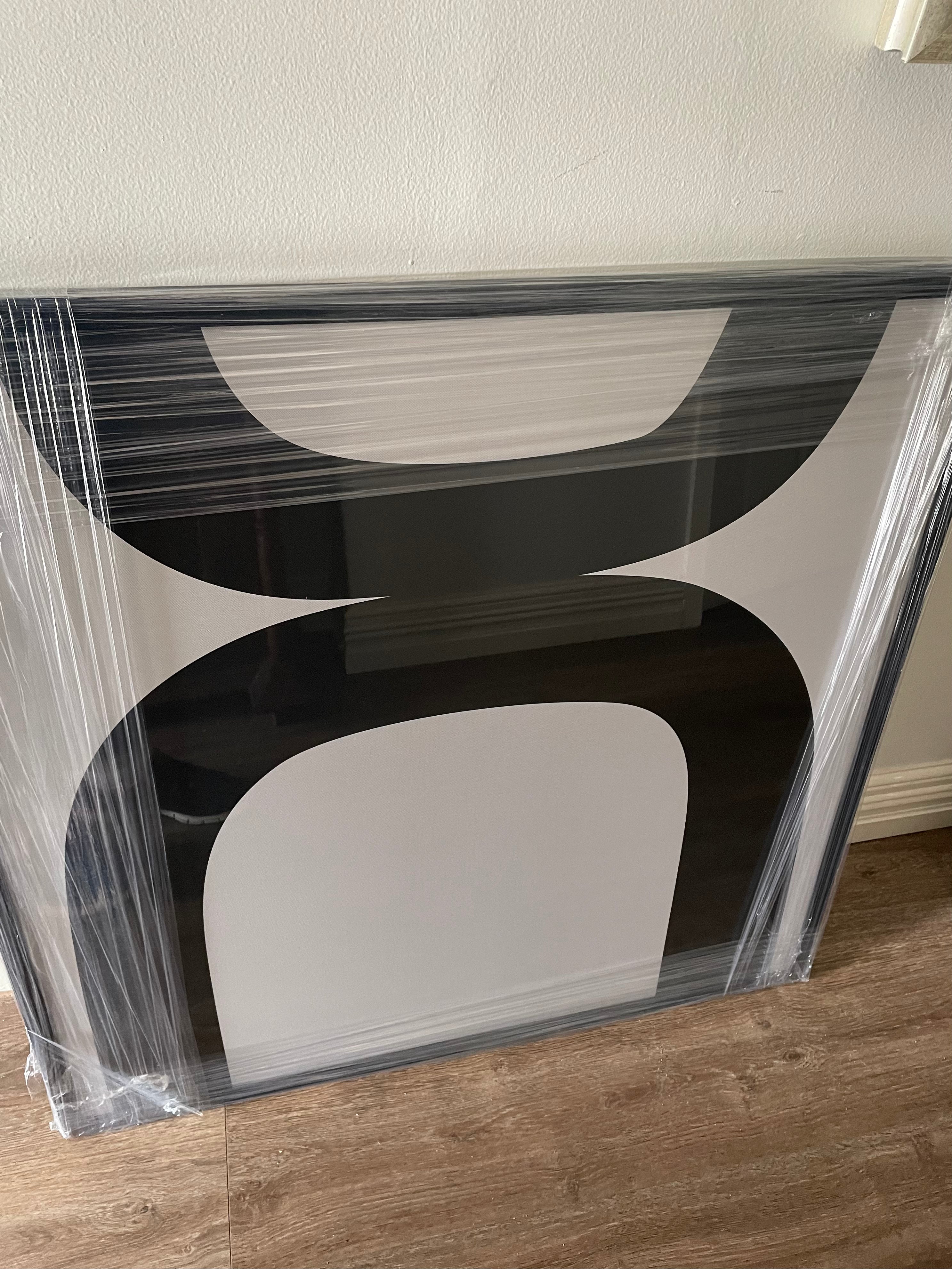 Framed Abstract Black Geometric Print A