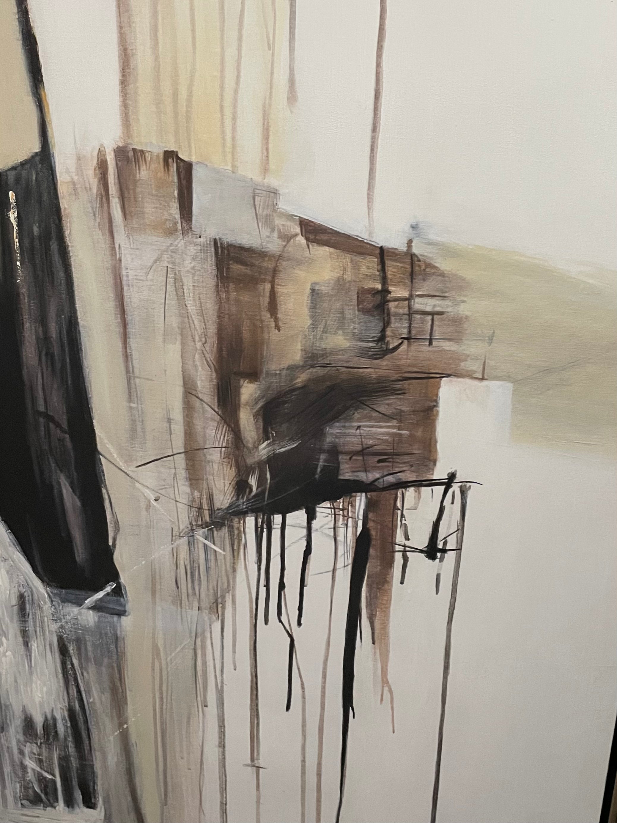 (HIRED) Abstract framed Minimalist Canvas in Black and Beige