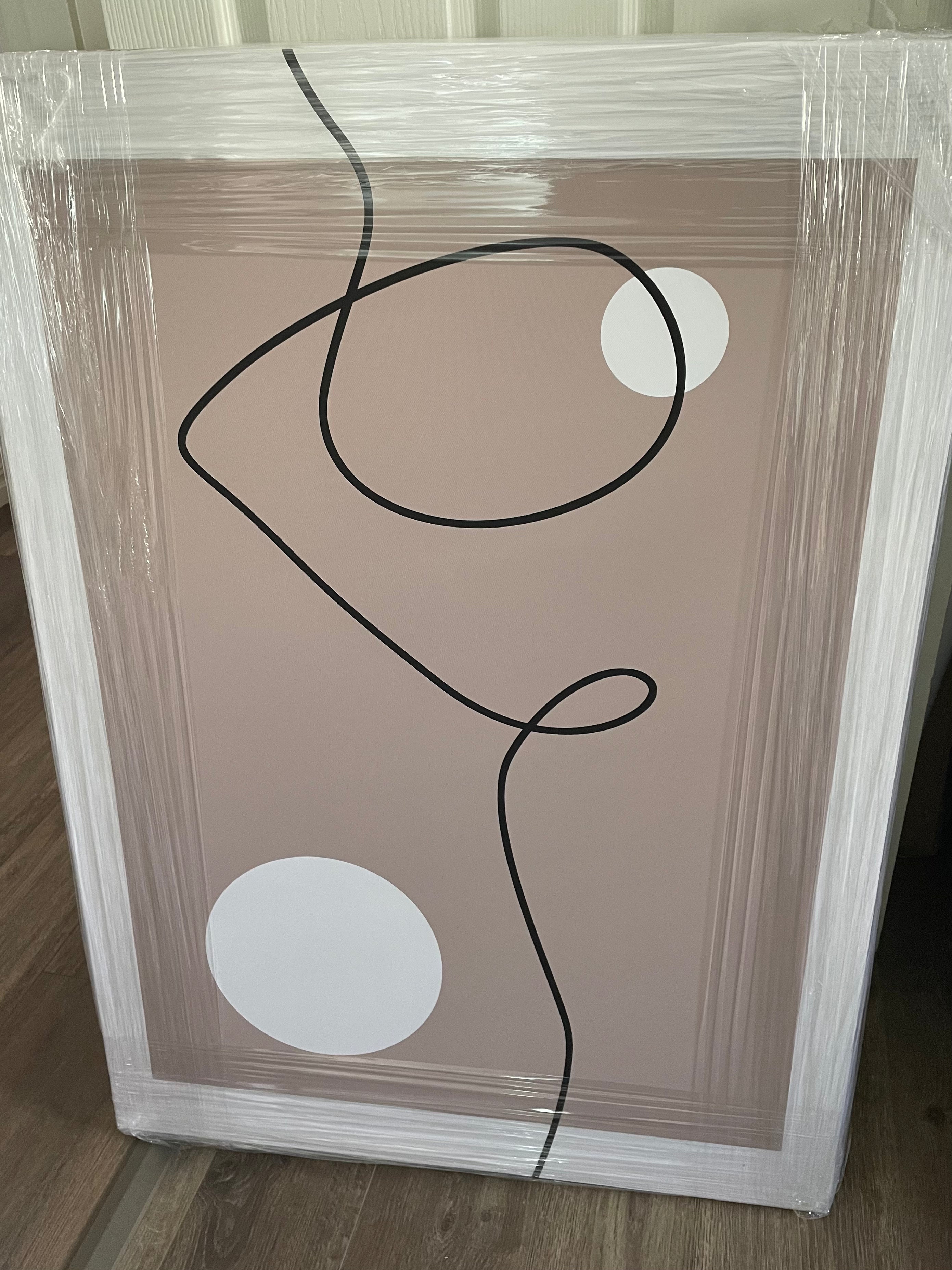 Modern Abstract Swirls - Black Beige - Print B