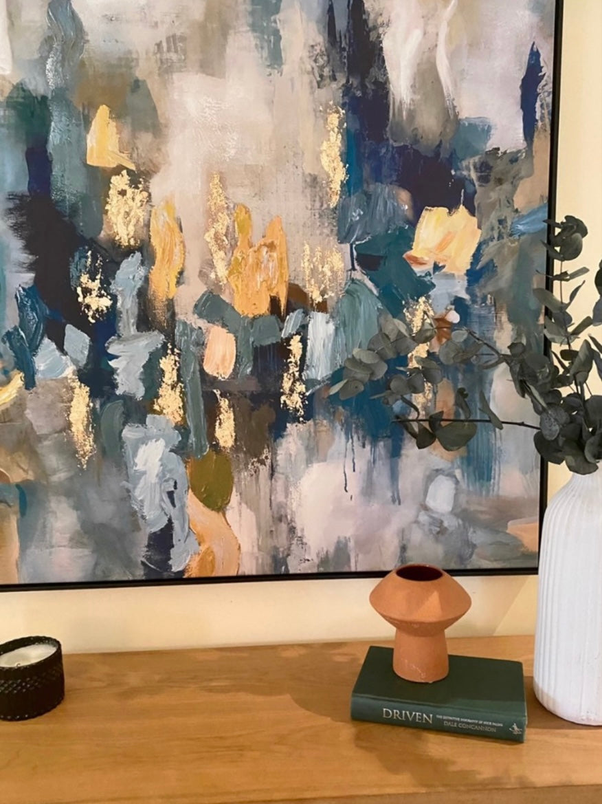 (HIRED) Abstract framed Minimalist Watercolour shades of gold