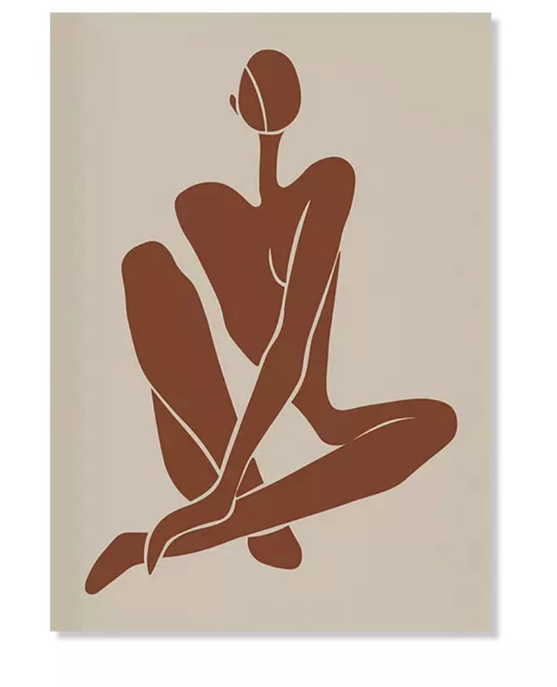 Framed Abstract Feminine in Tan