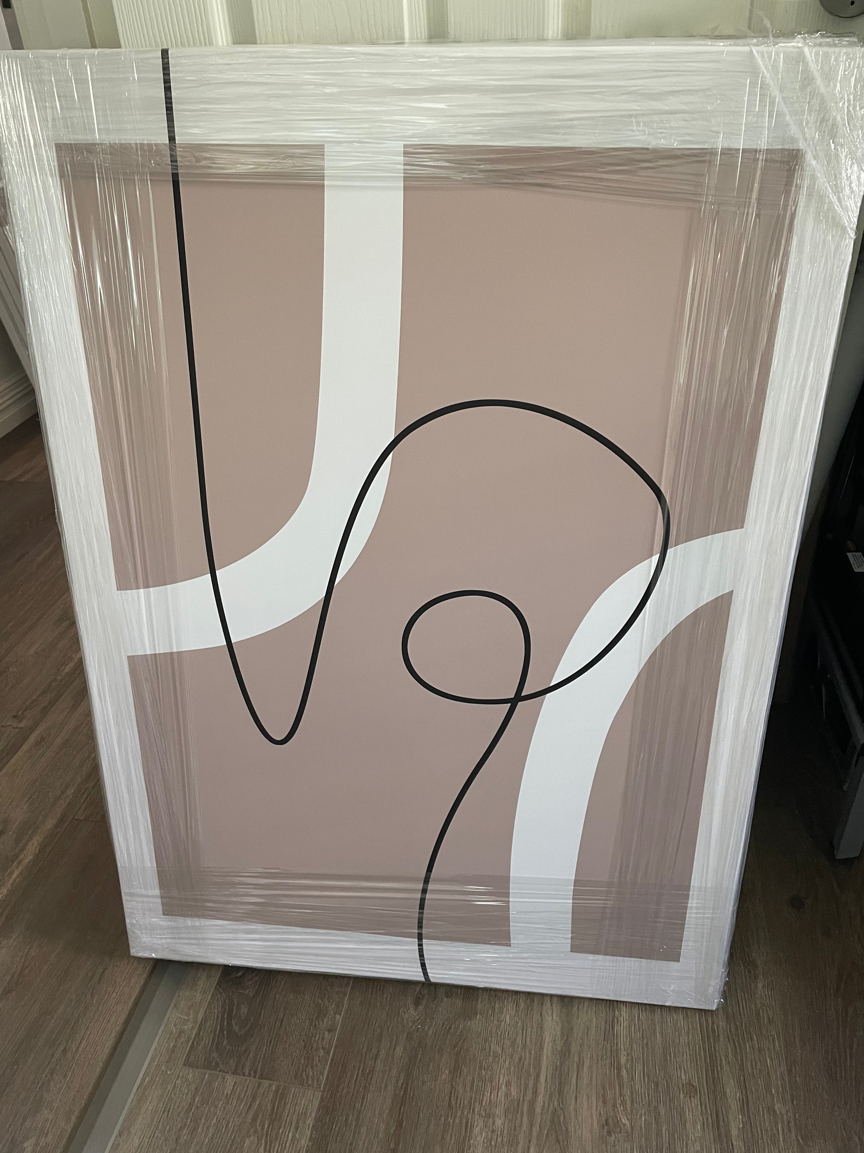 Modern Abstract Swirls - Black Beige - Print A