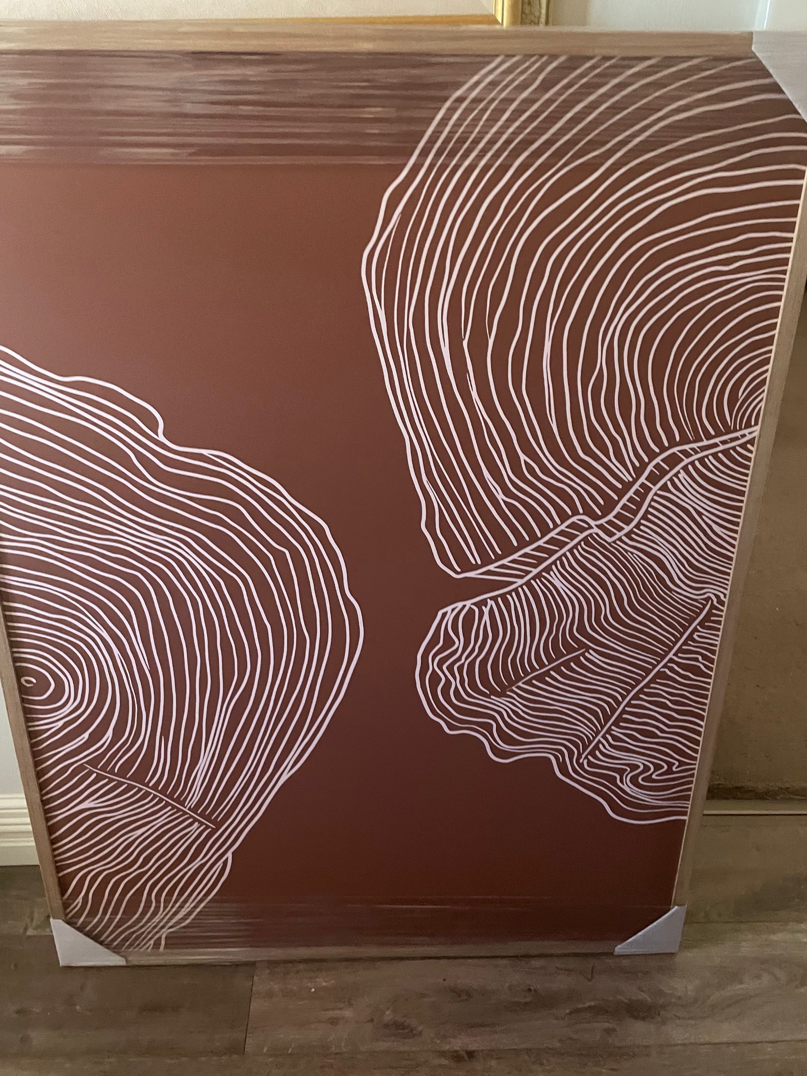 Framed Swirled Lines in Tan - Print A