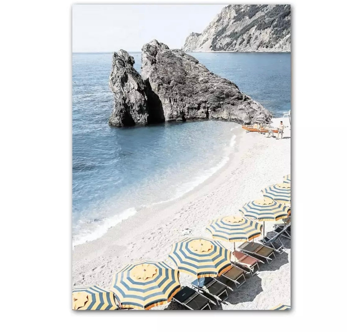 (HIRED) Framed - Beach Yellow Umbrellas